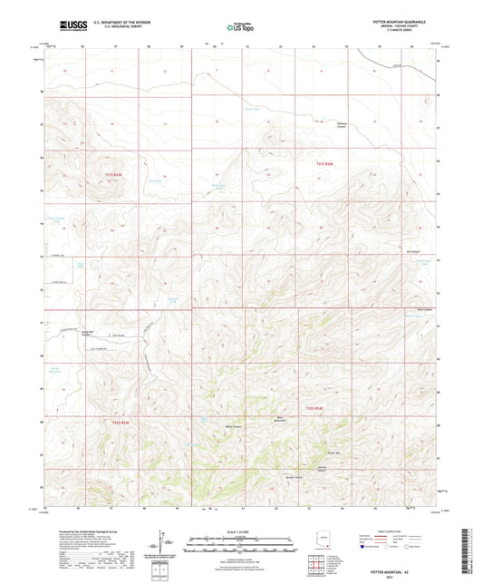 Potter Mountain Arizona US Topo Map Image