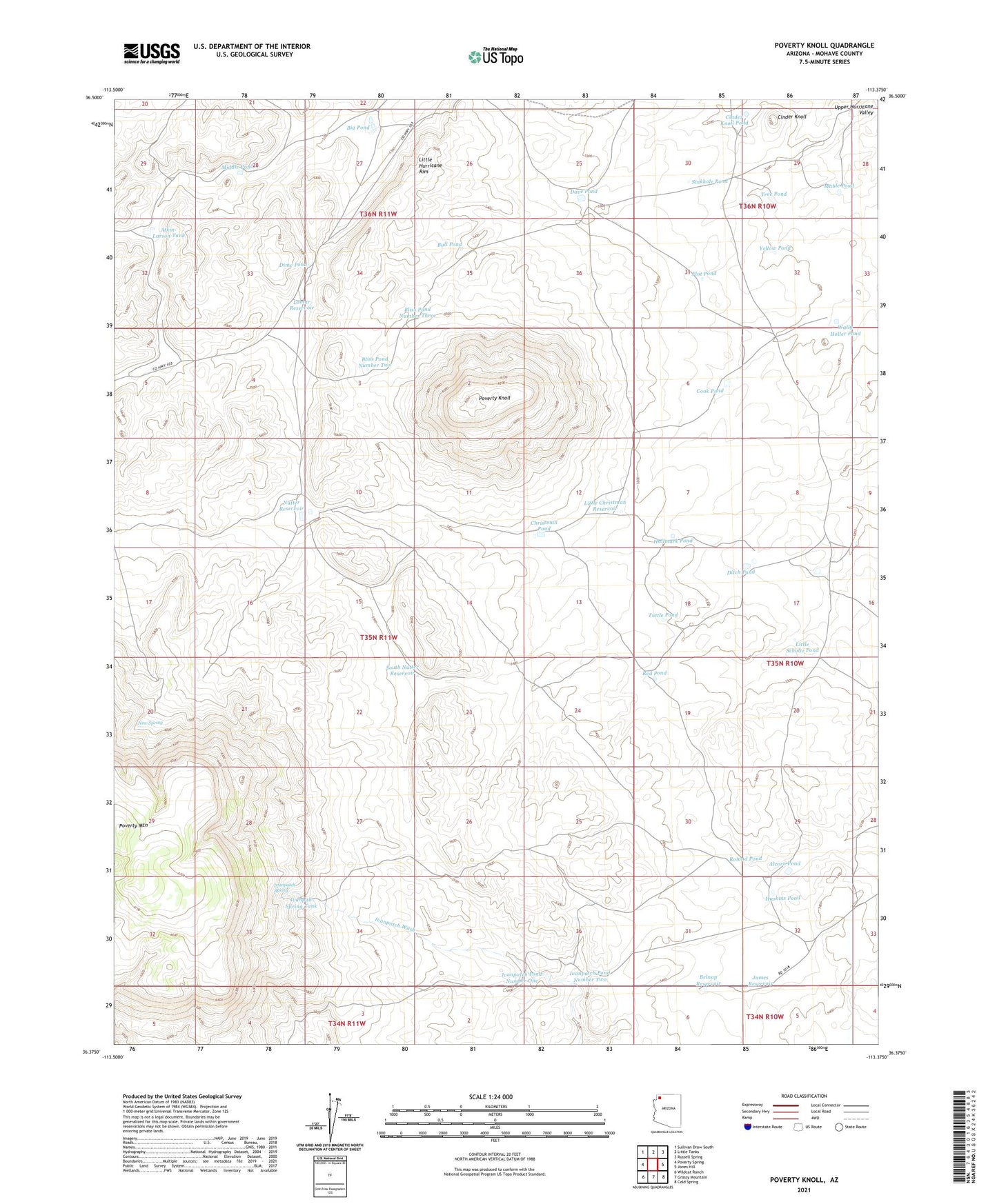 Poverty Knoll Arizona US Topo Map Image