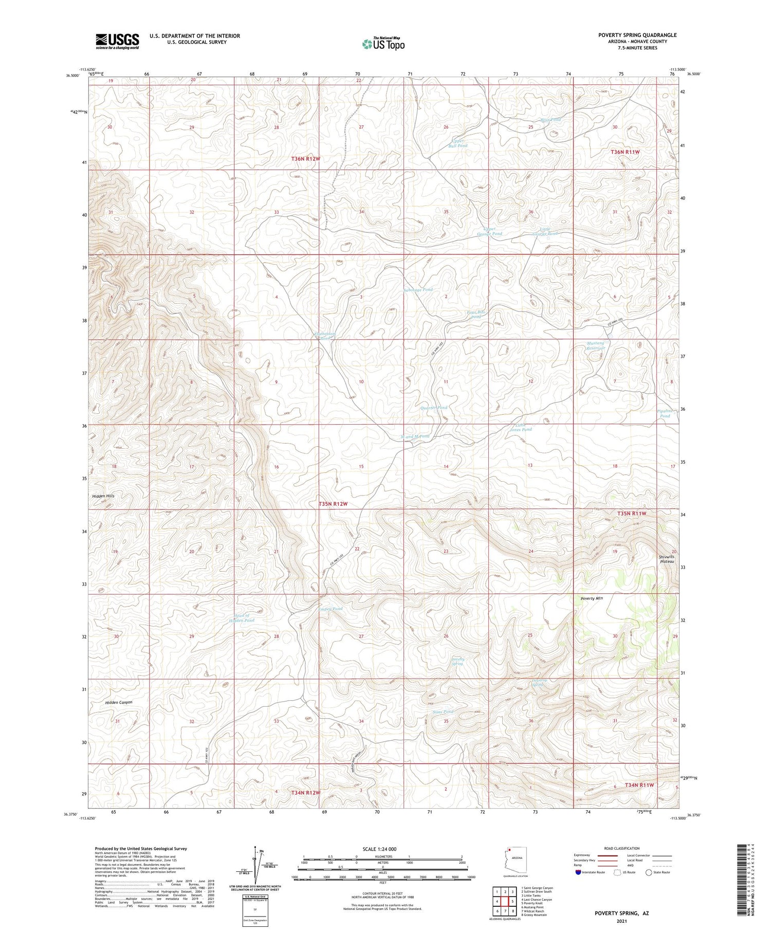 Poverty Spring Arizona US Topo Map Image