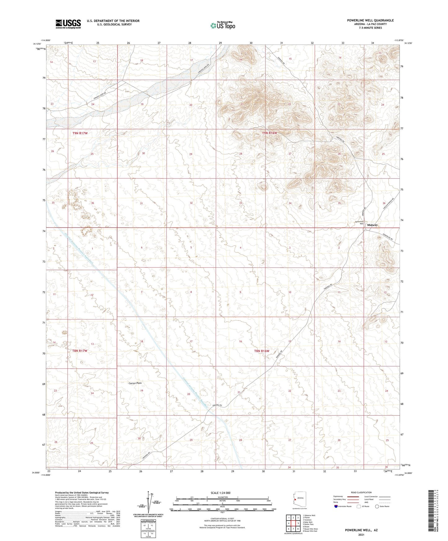 Powerline Well Arizona US Topo Map Image