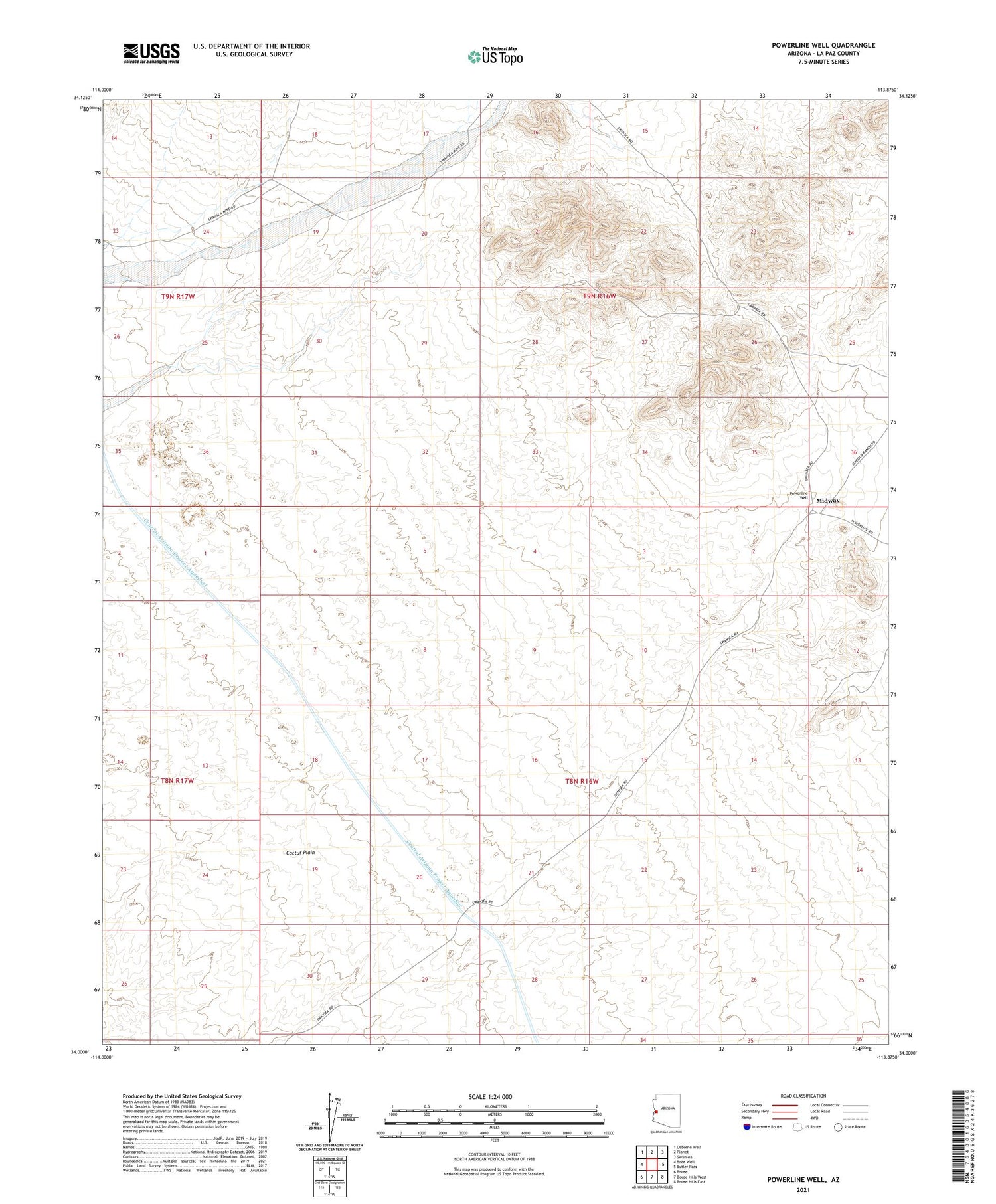 Powerline Well Arizona US Topo Map Image