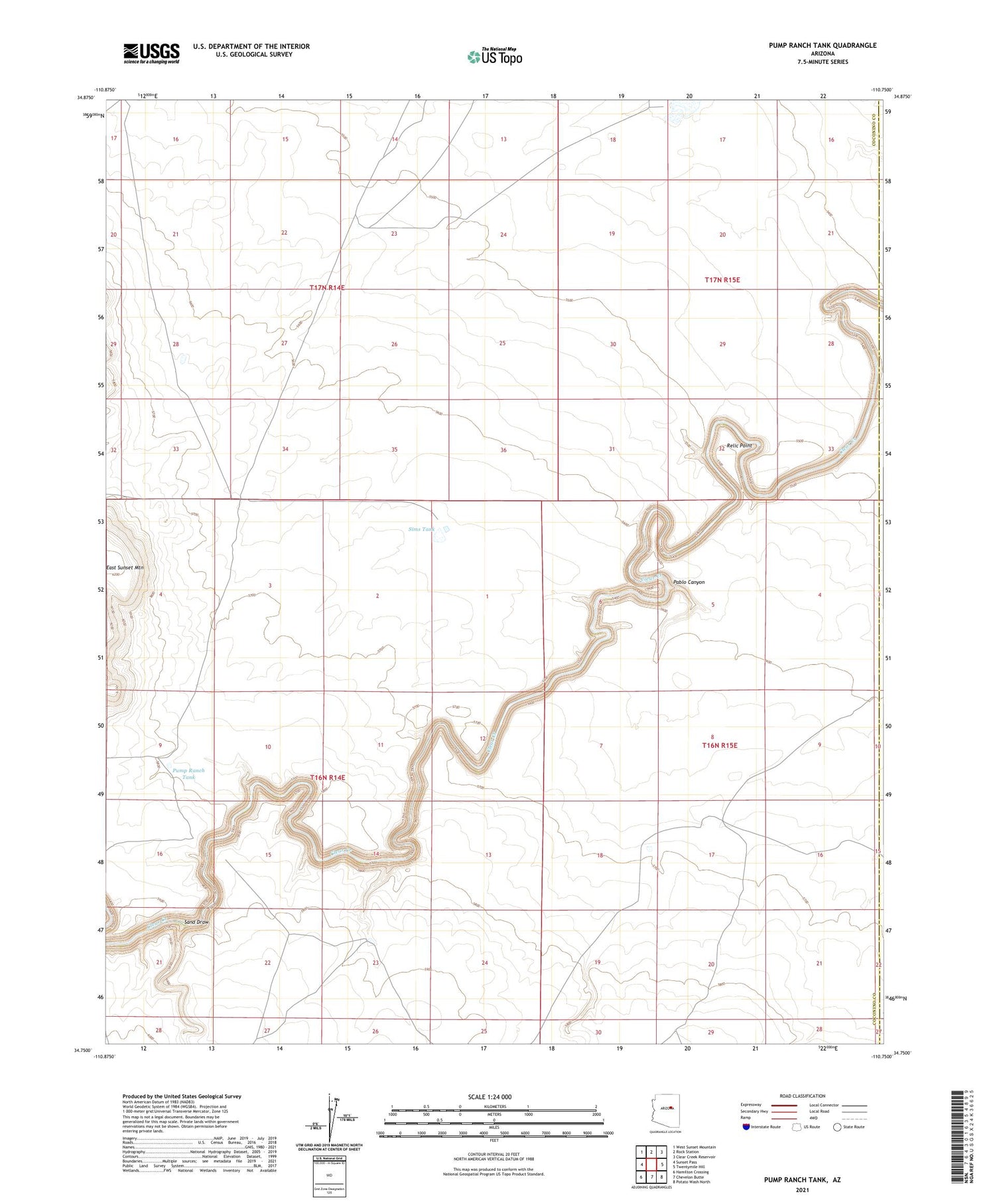 Pump Ranch Tank Arizona US Topo Map Image