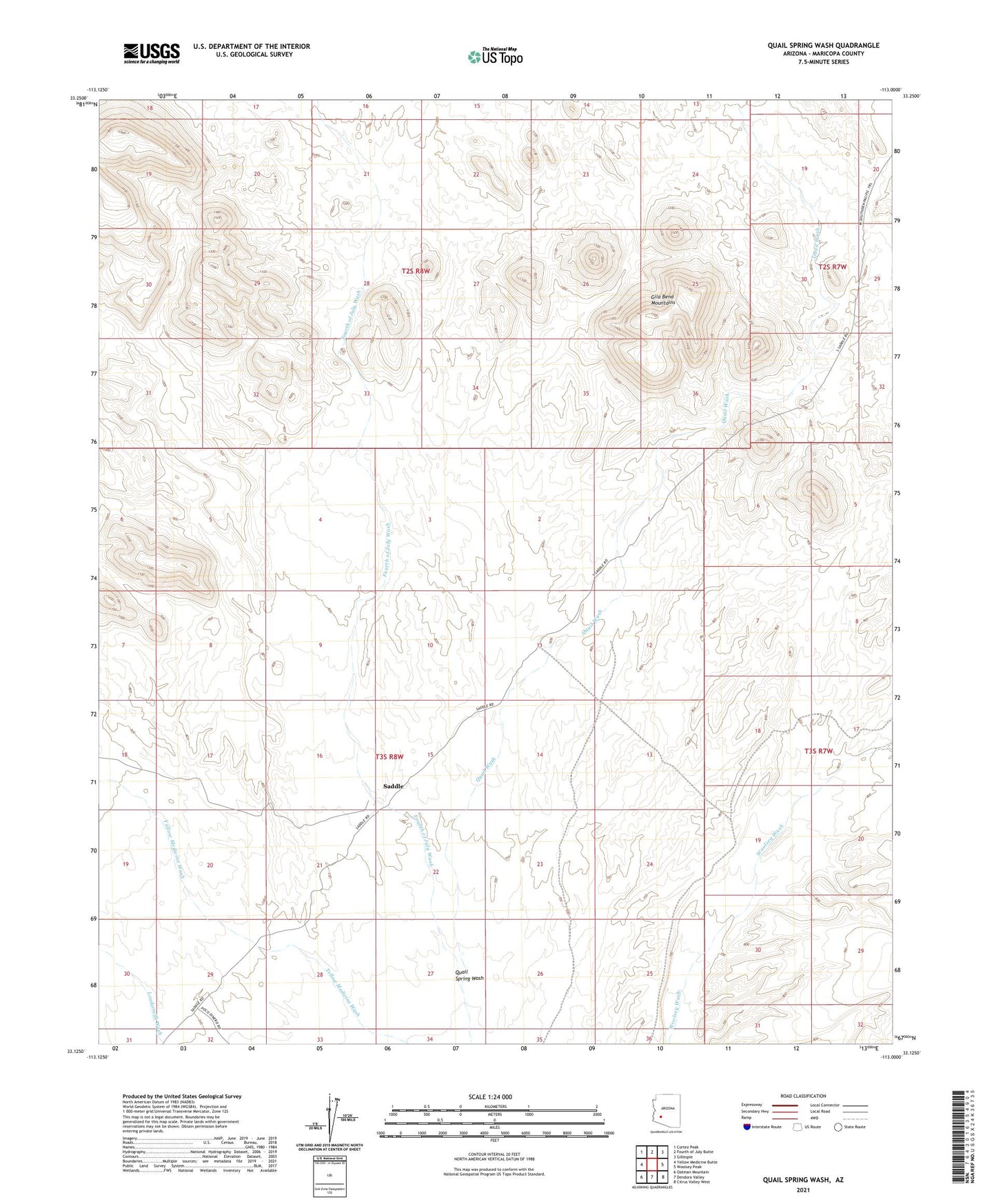 Quail Spring Wash Arizona US Topo Map Image