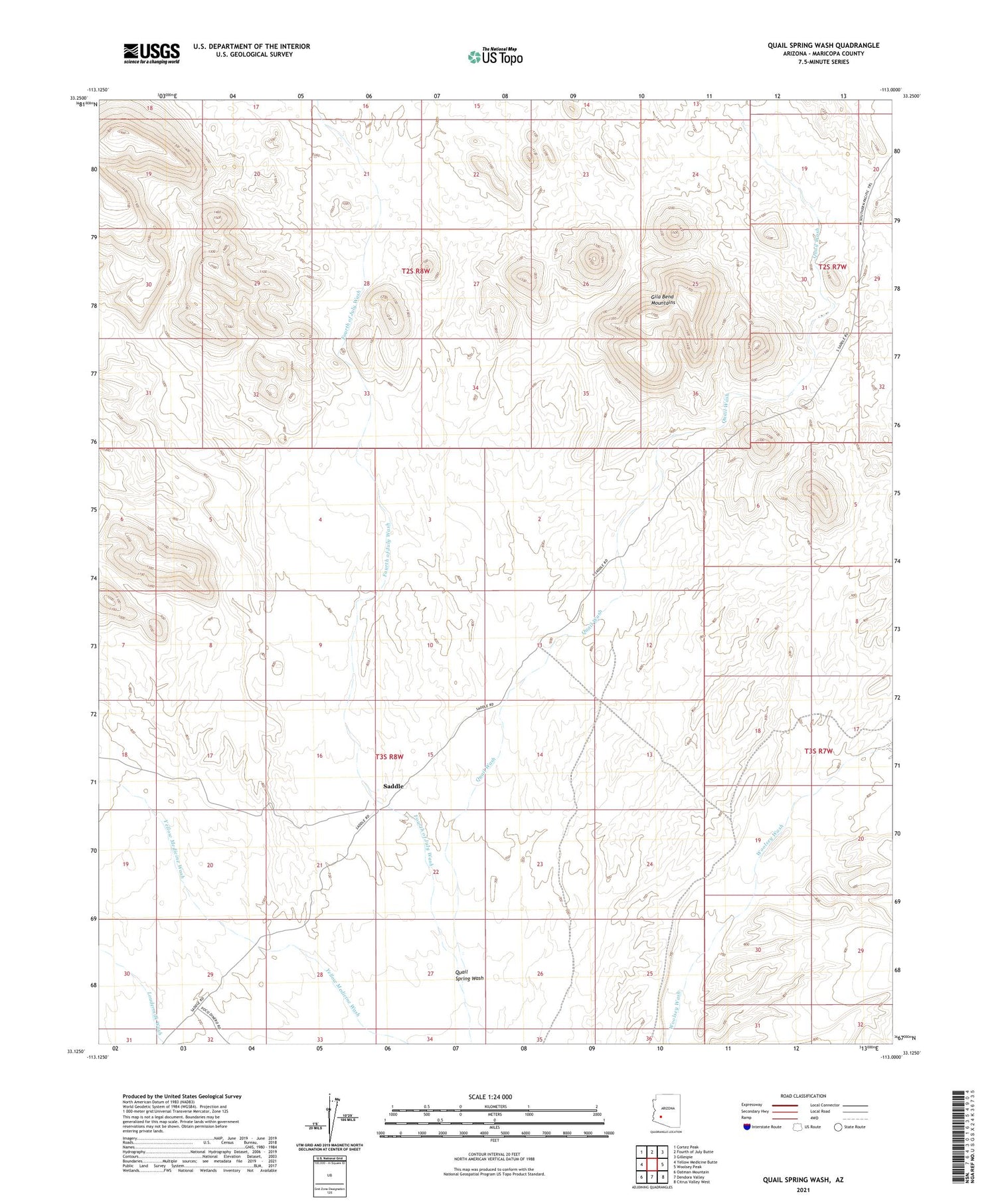 Quail Spring Wash Arizona US Topo Map Image