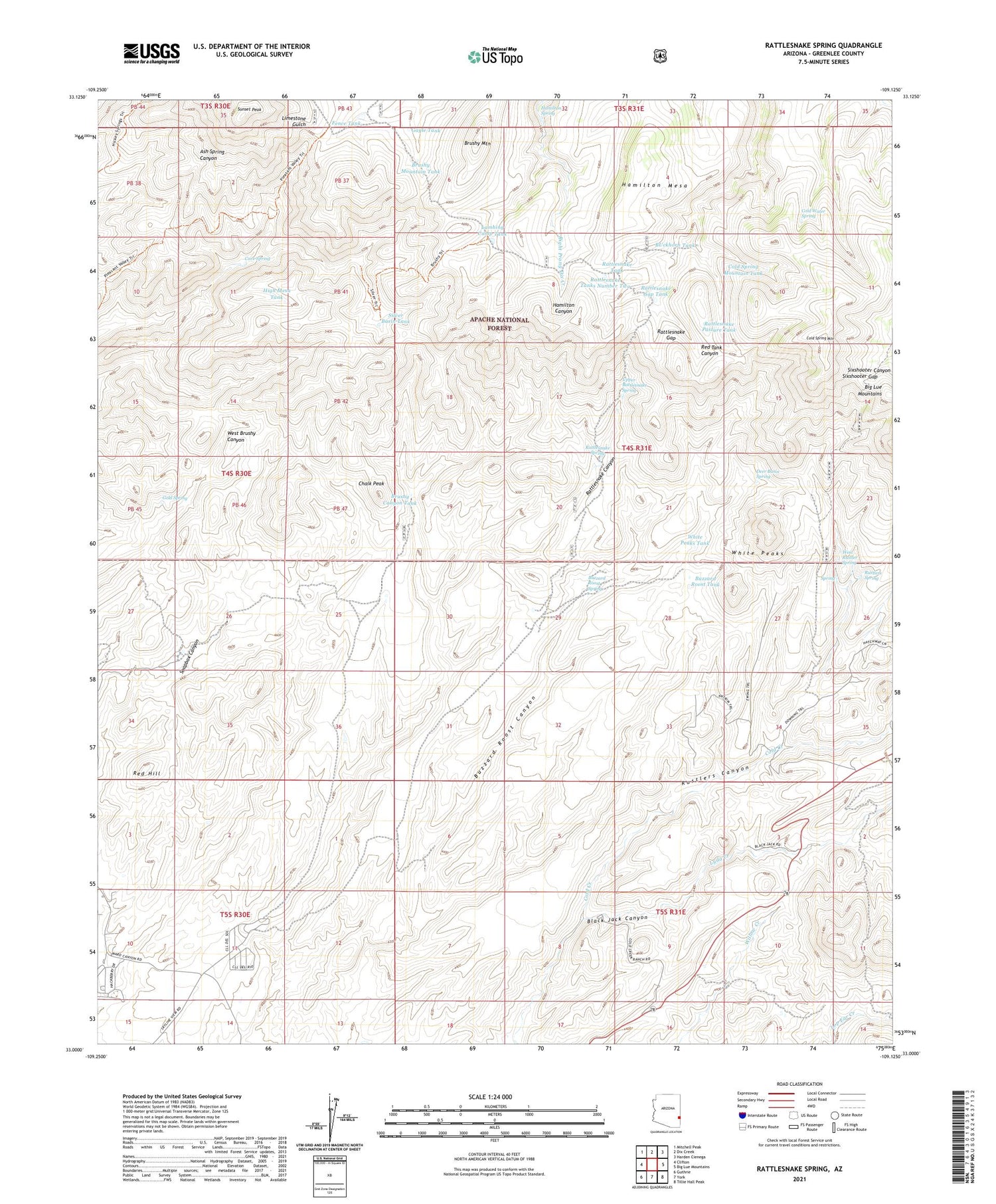 Rattlesnake Spring Arizona US Topo Map Image