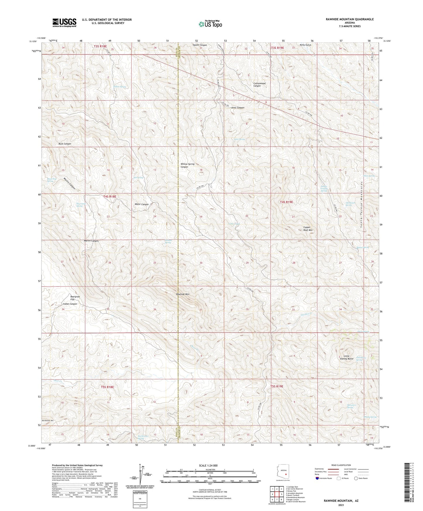 Rawhide Mountain Arizona US Topo Map Image