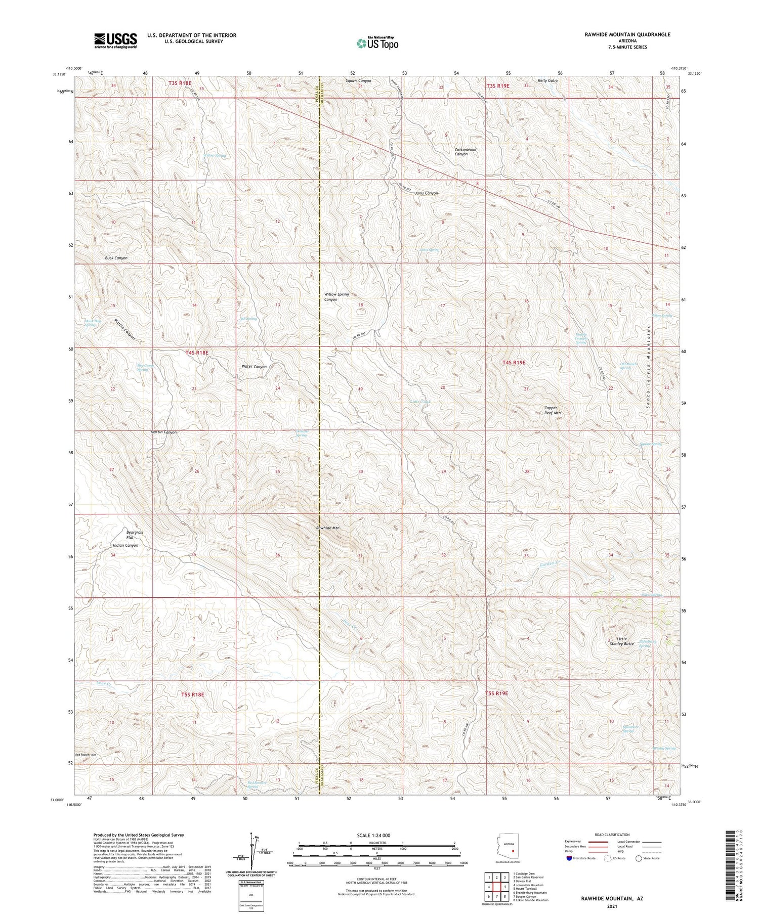 Rawhide Mountain Arizona US Topo Map Image