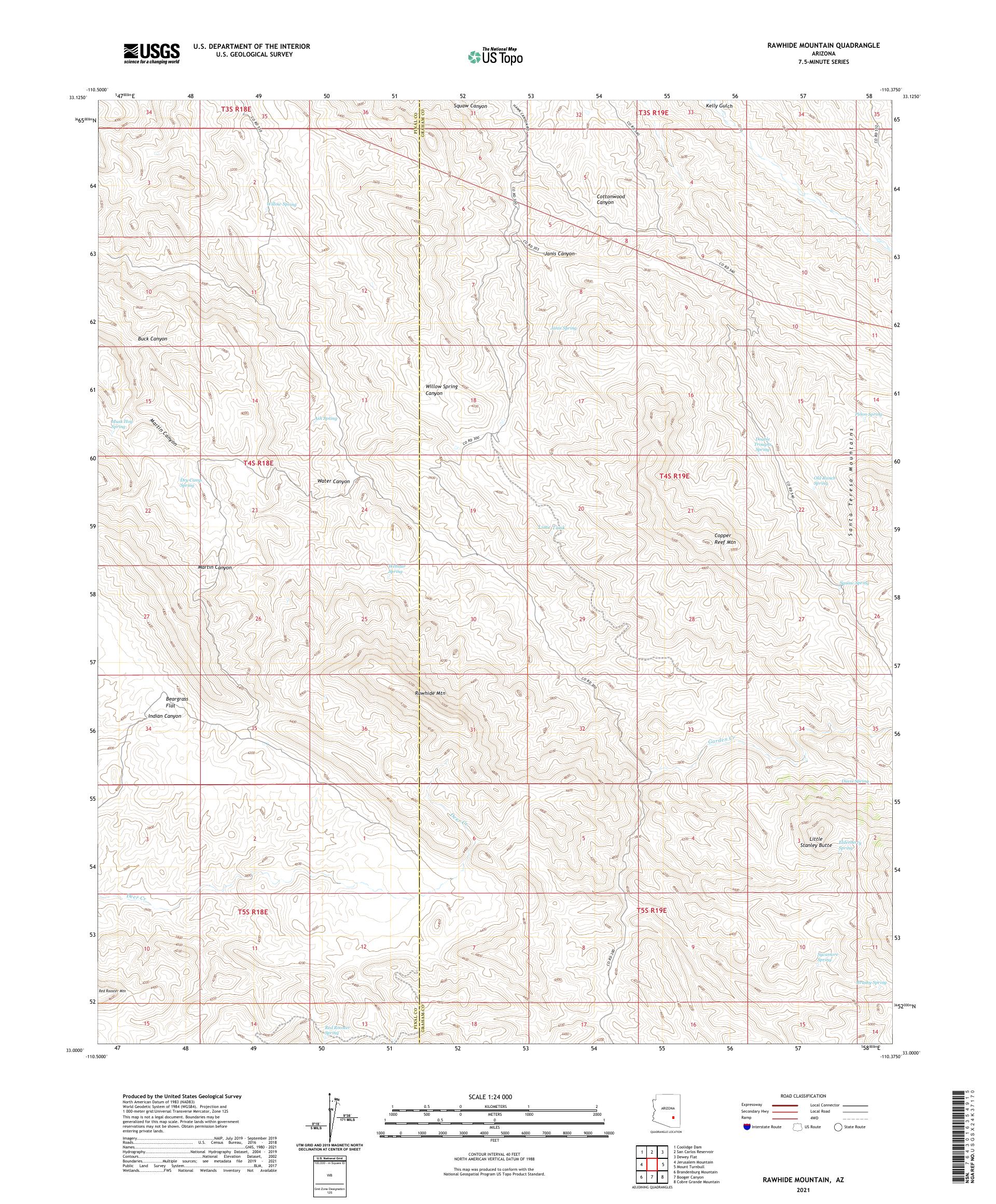 Rawhide Mountain Arizona US Topo Map – MyTopo Map Store