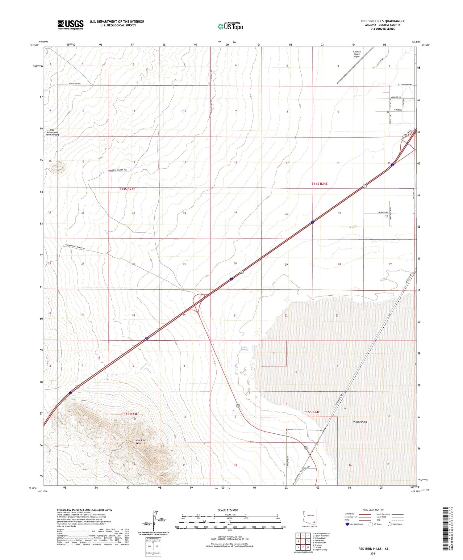 Red Bird Hills Arizona US Topo Map Image