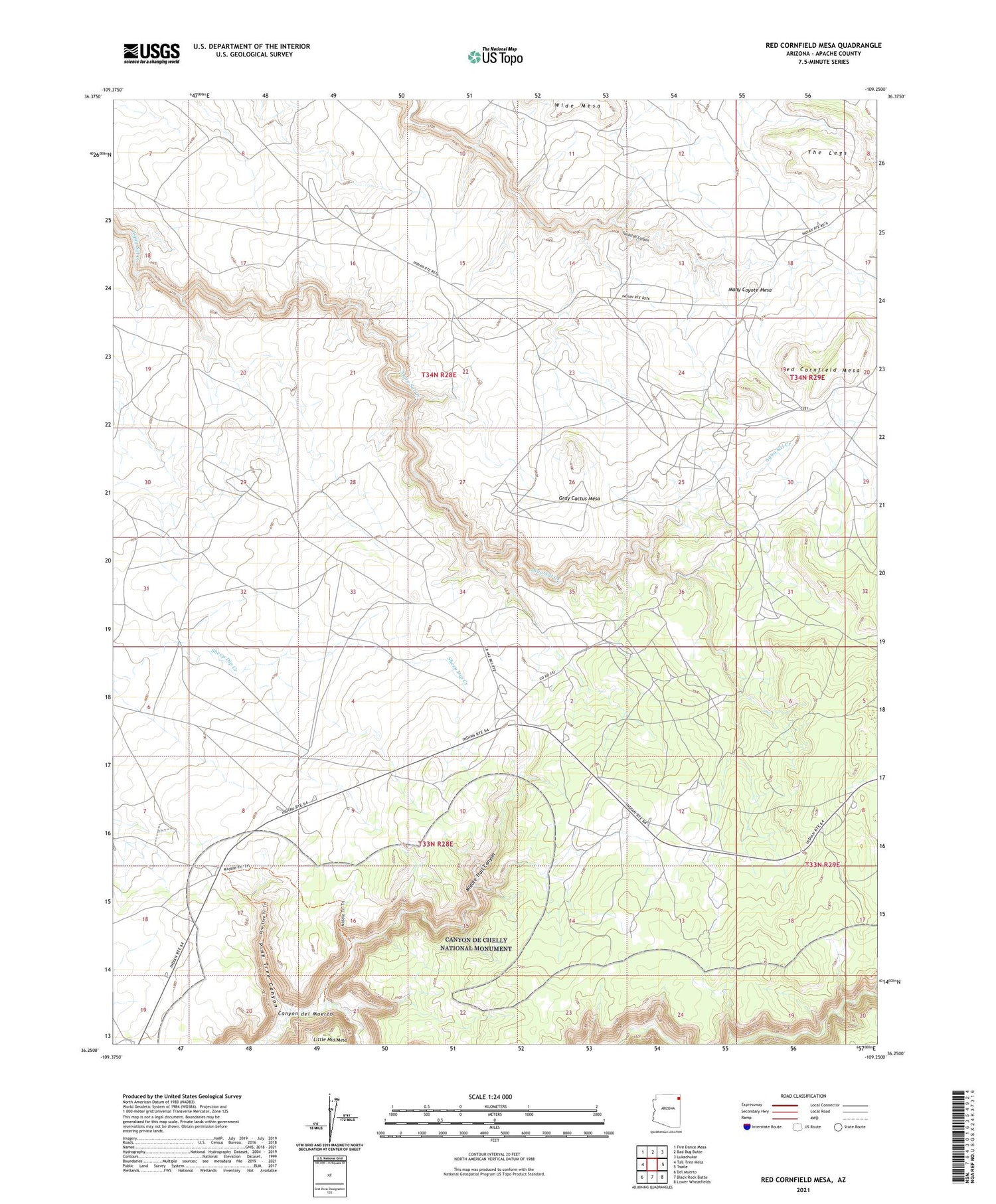 Red Cornfield Mesa Arizona US Topo Map Image