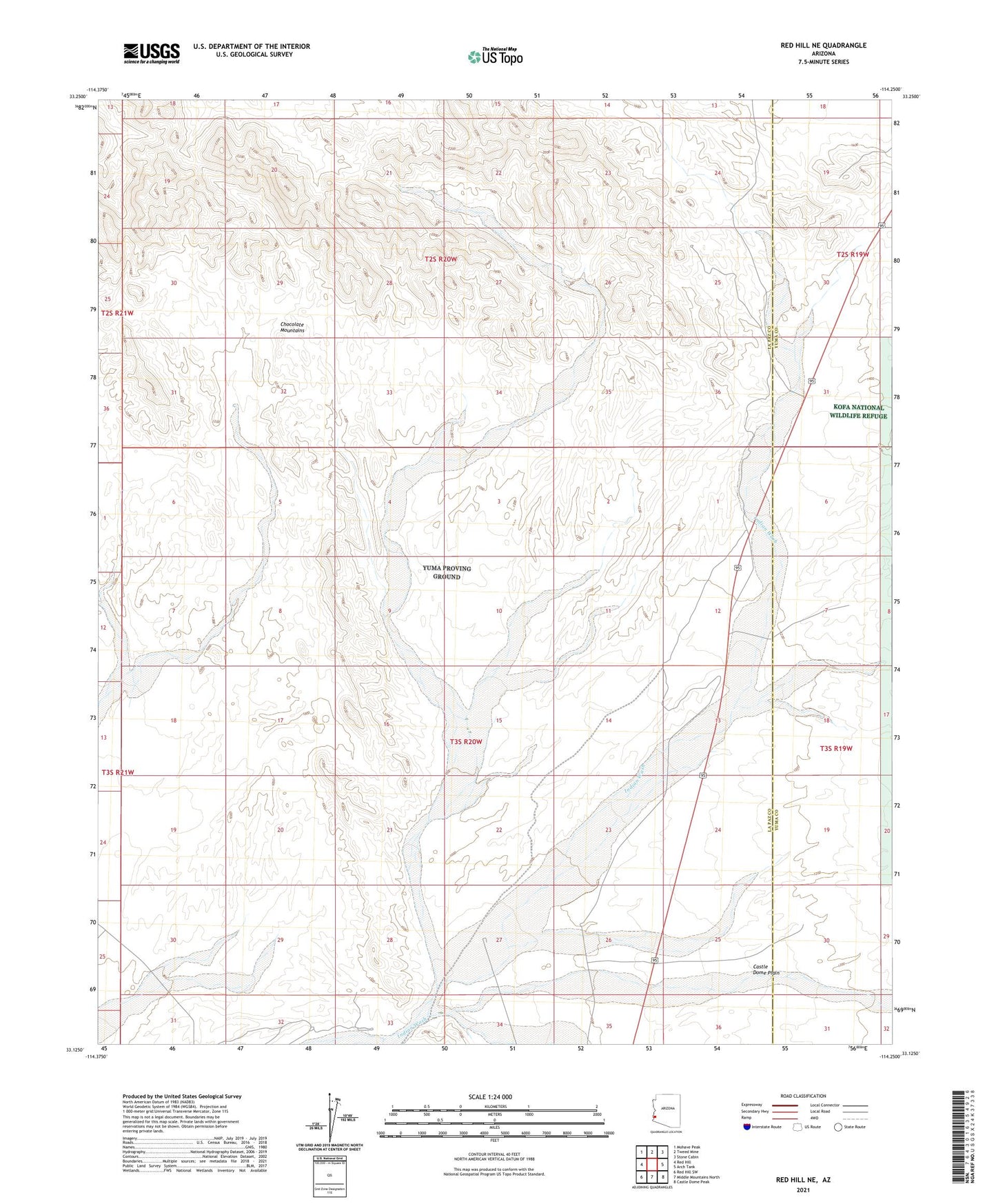 Red Hill NE Arizona US Topo Map Image