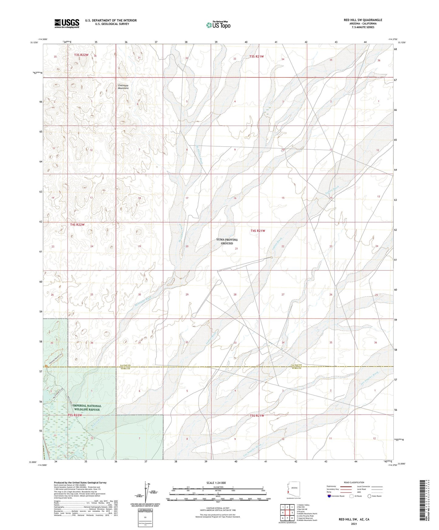 Red Hill SW Arizona US Topo Map Image