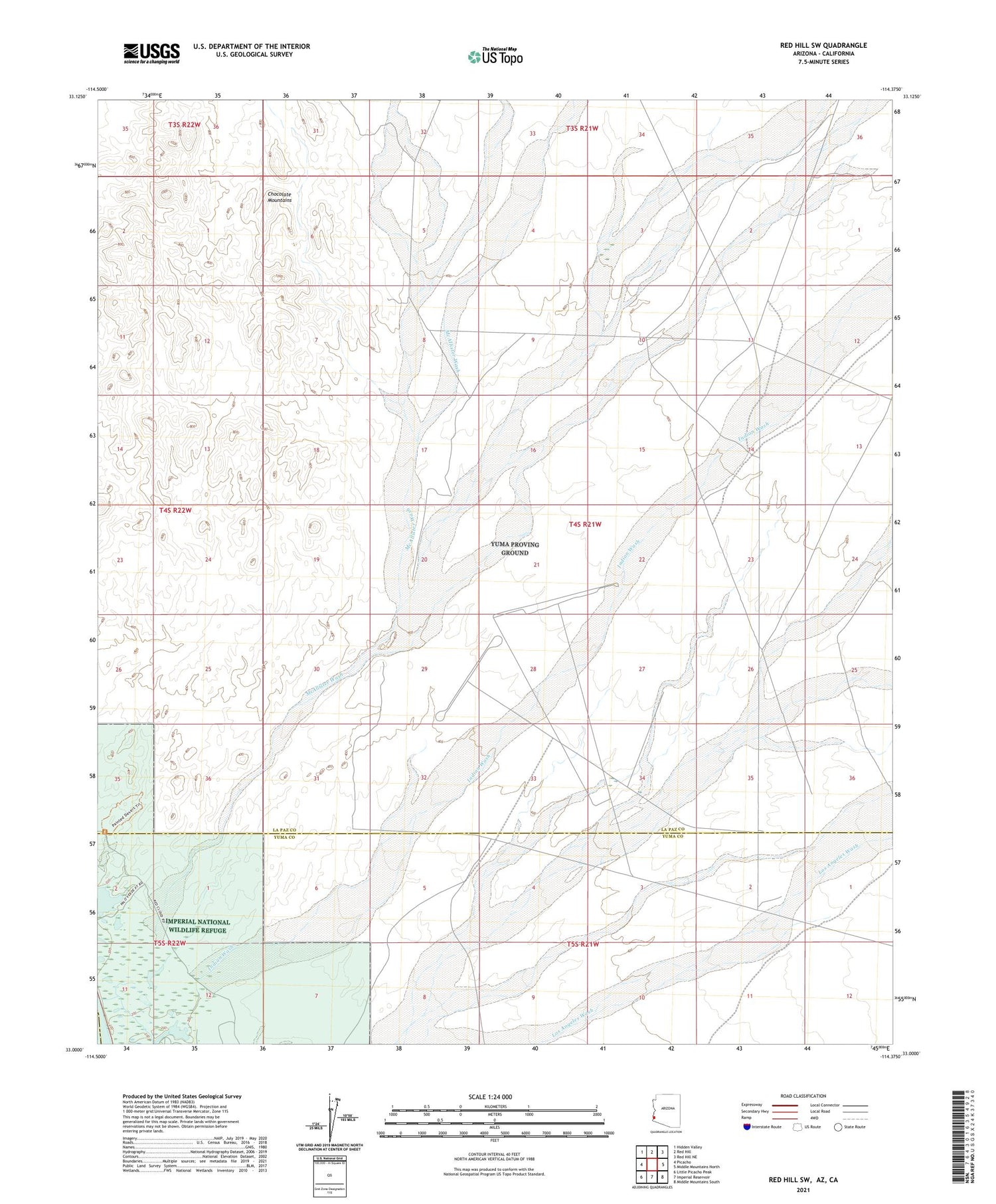 Red Hill SW Arizona US Topo Map Image