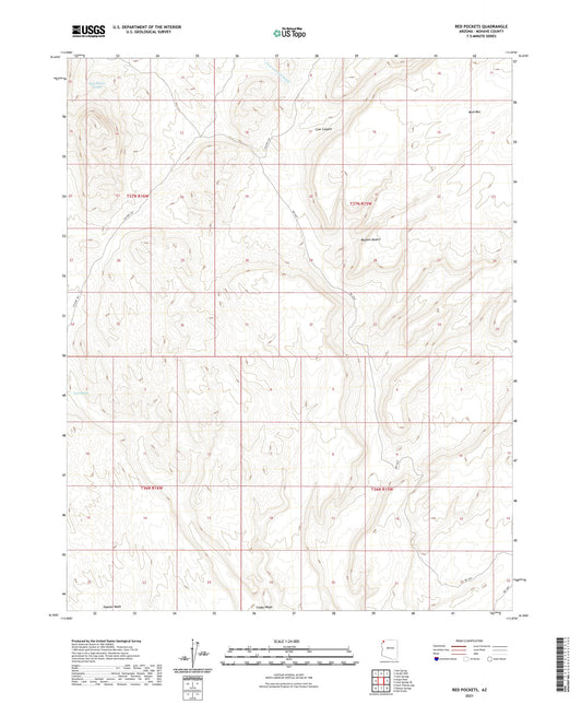 Red Pockets Arizona US Topo Map Image