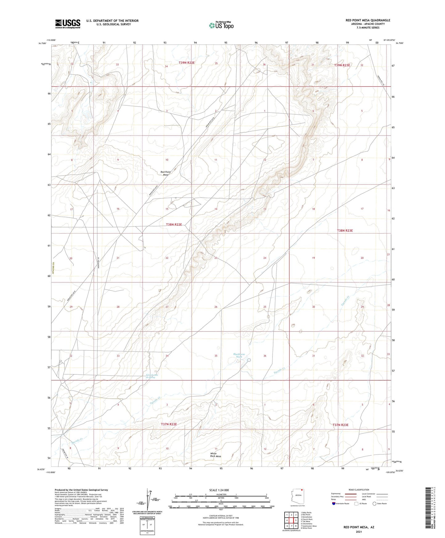 Red Point Mesa Arizona US Topo Map Image