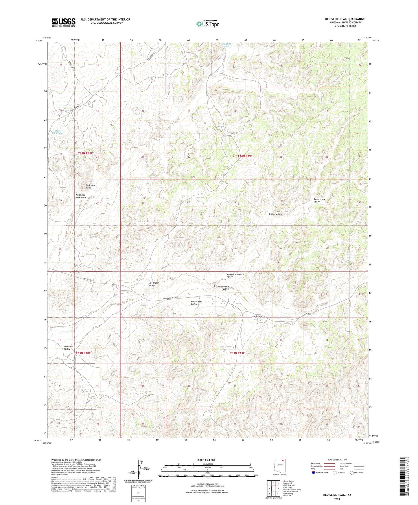 Red Slide Peak Arizona US Topo Map Image