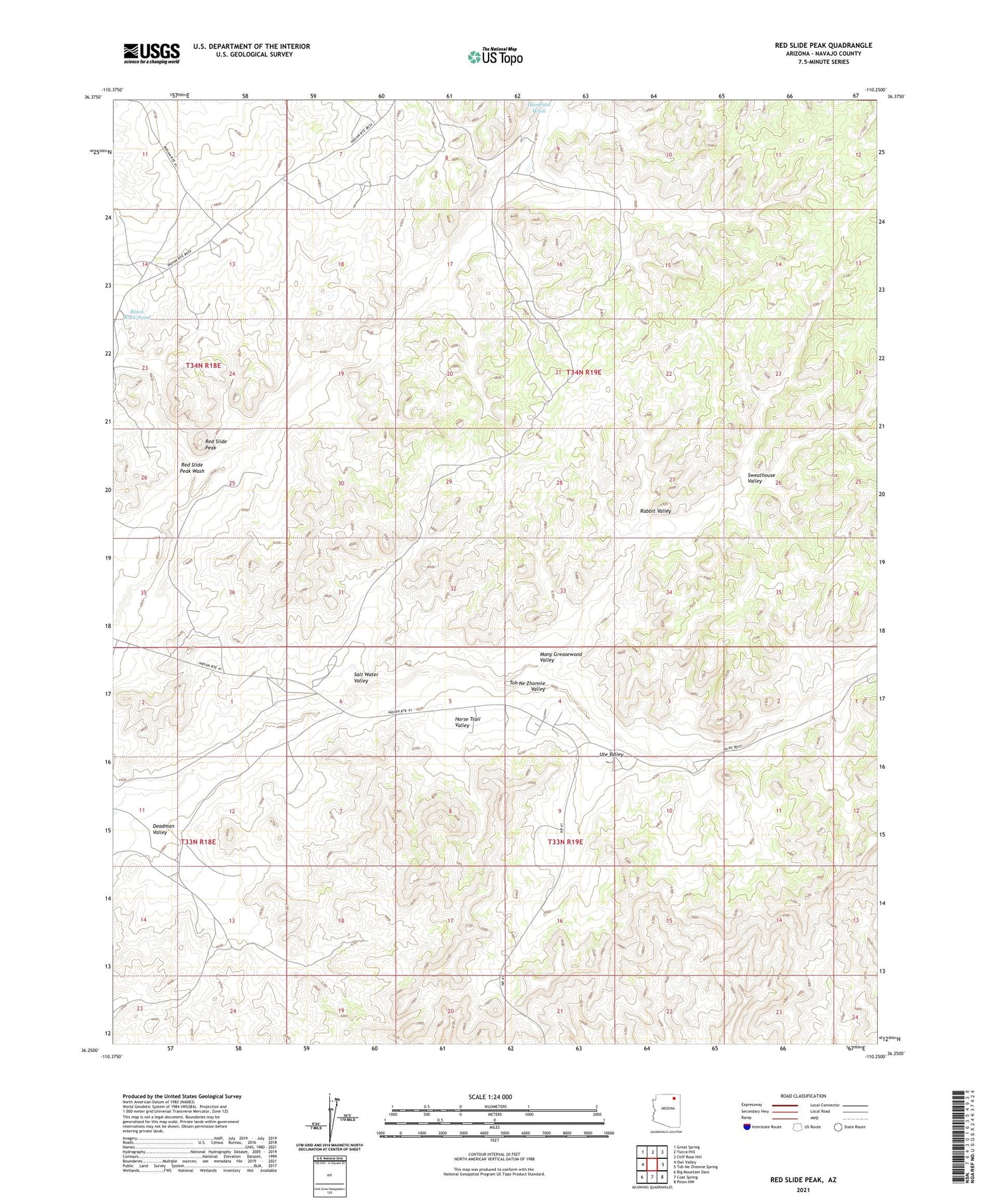 Red Slide Peak Arizona US Topo Map Image
