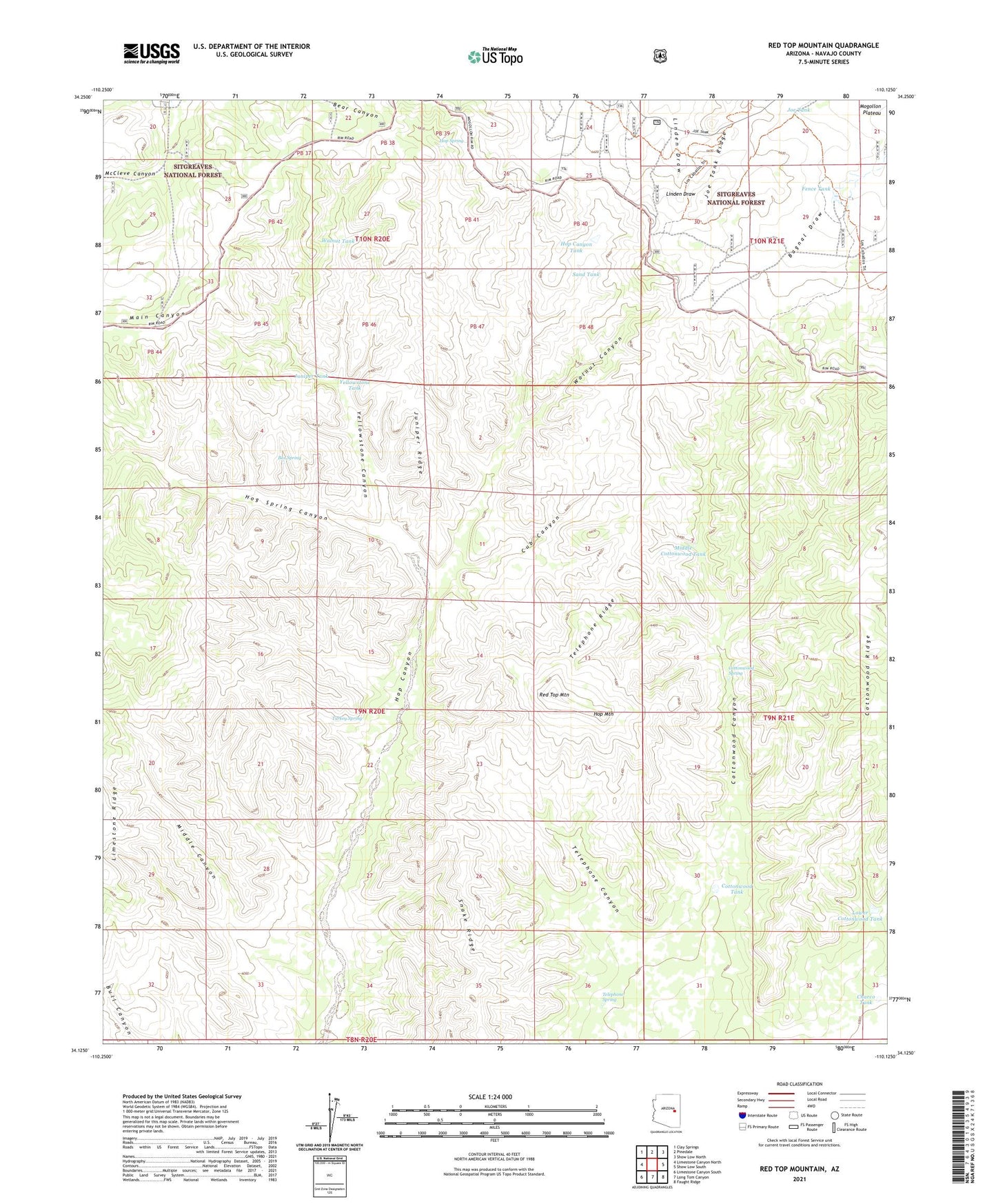 Red Top Mountain Arizona US Topo Map Image