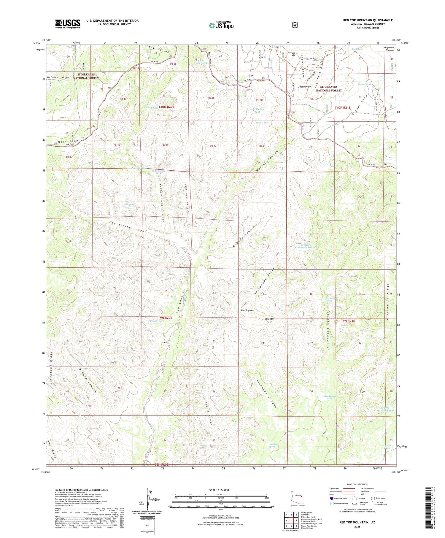 Red Top Mountain Arizona US Topo Map Image