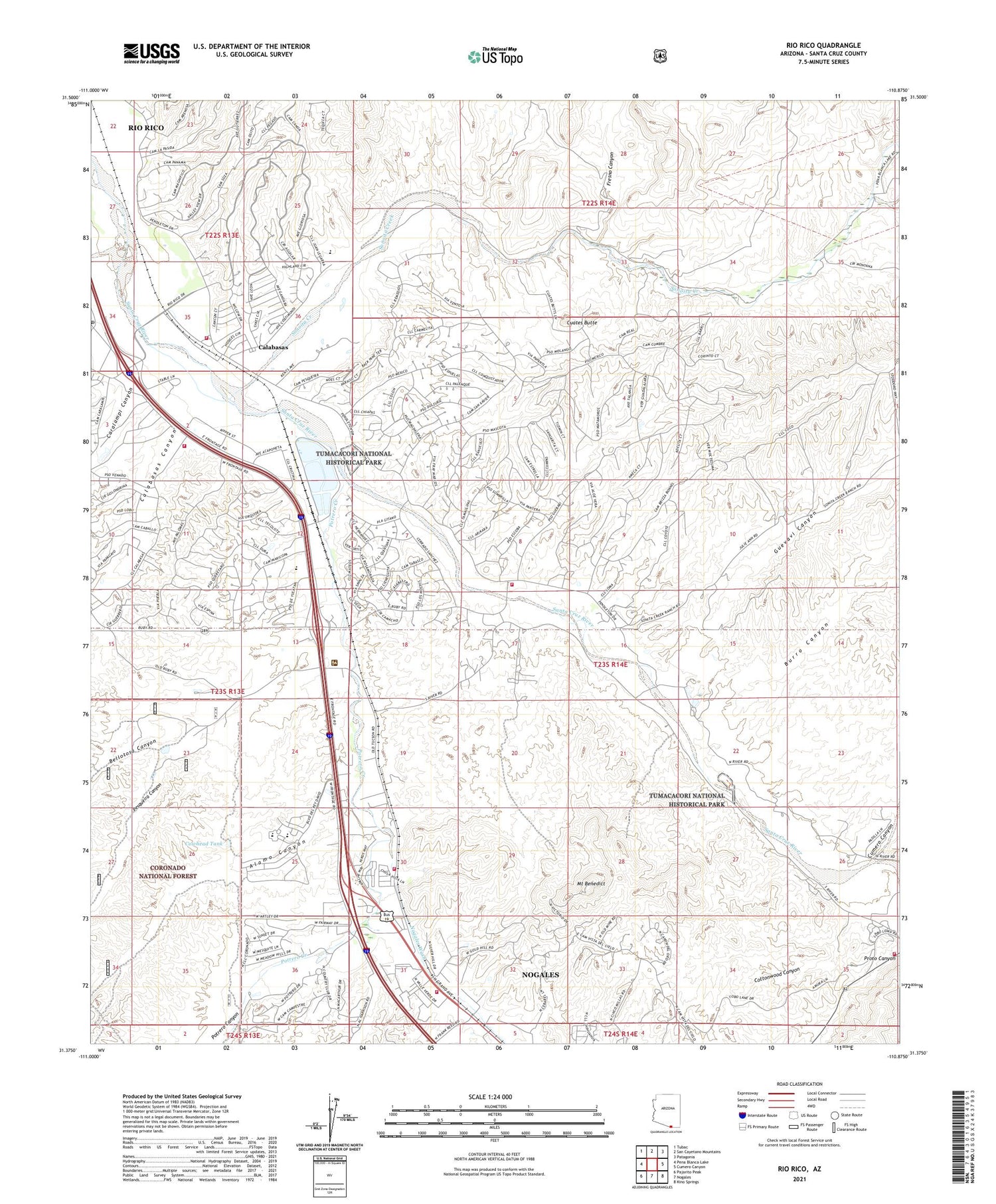 Rio Rico Arizona US Topo Map Image