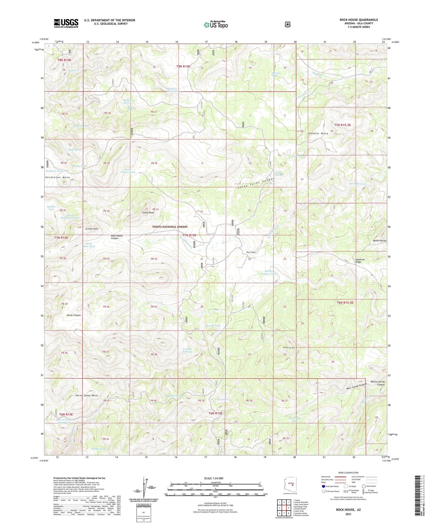 Rock House Arizona US Topo Map Image
