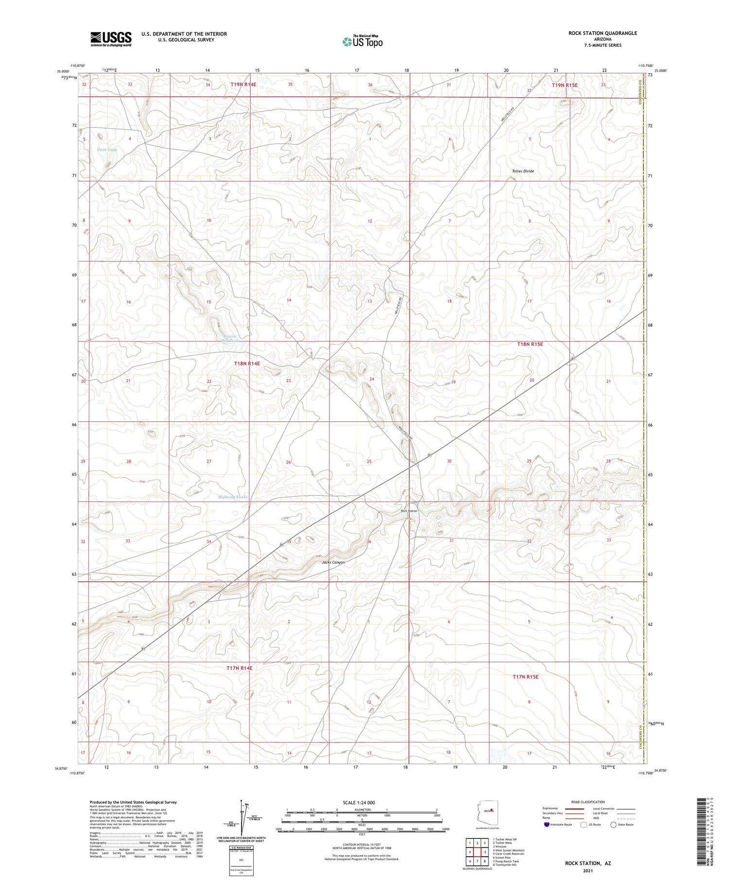 Rock Station Arizona US Topo Map Image