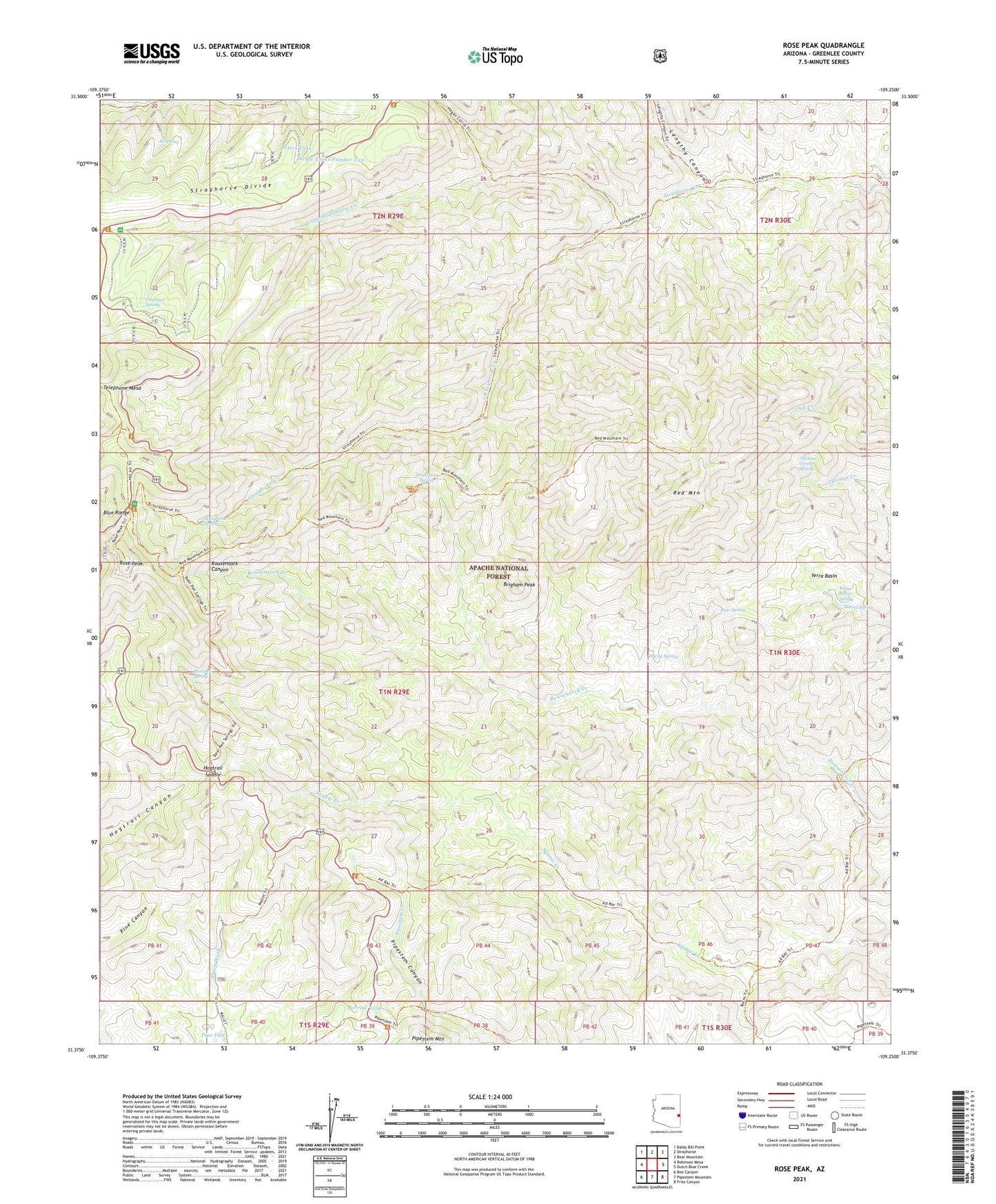 Rose Peak Arizona US Topo Map Image