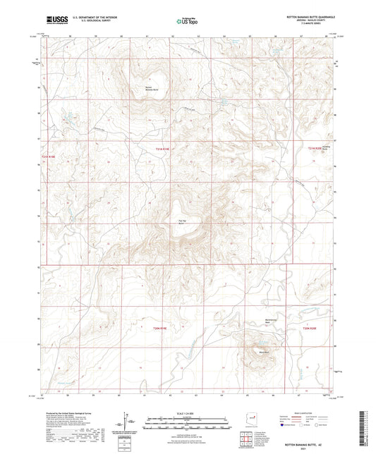 Rotten Bananas Butte Arizona US Topo Map Image