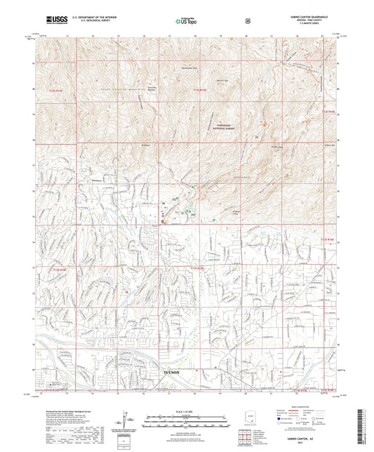 Sabino Canyon Arizona US Topo Map Image
