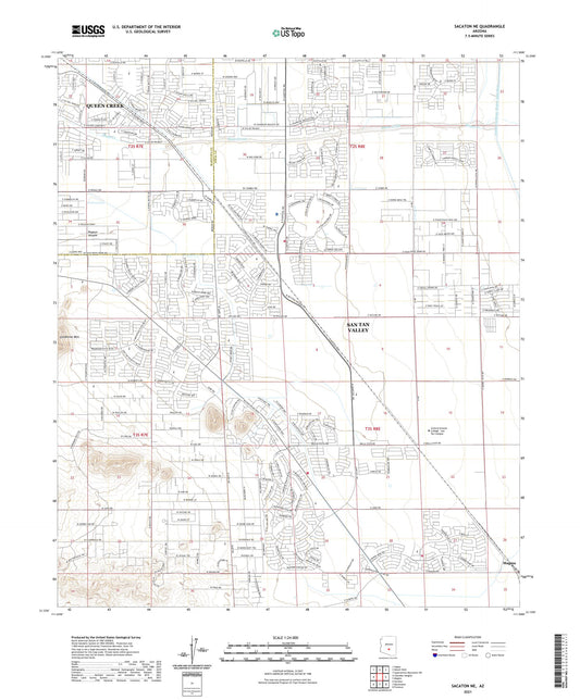 Sacaton NE Arizona US Topo Map Image
