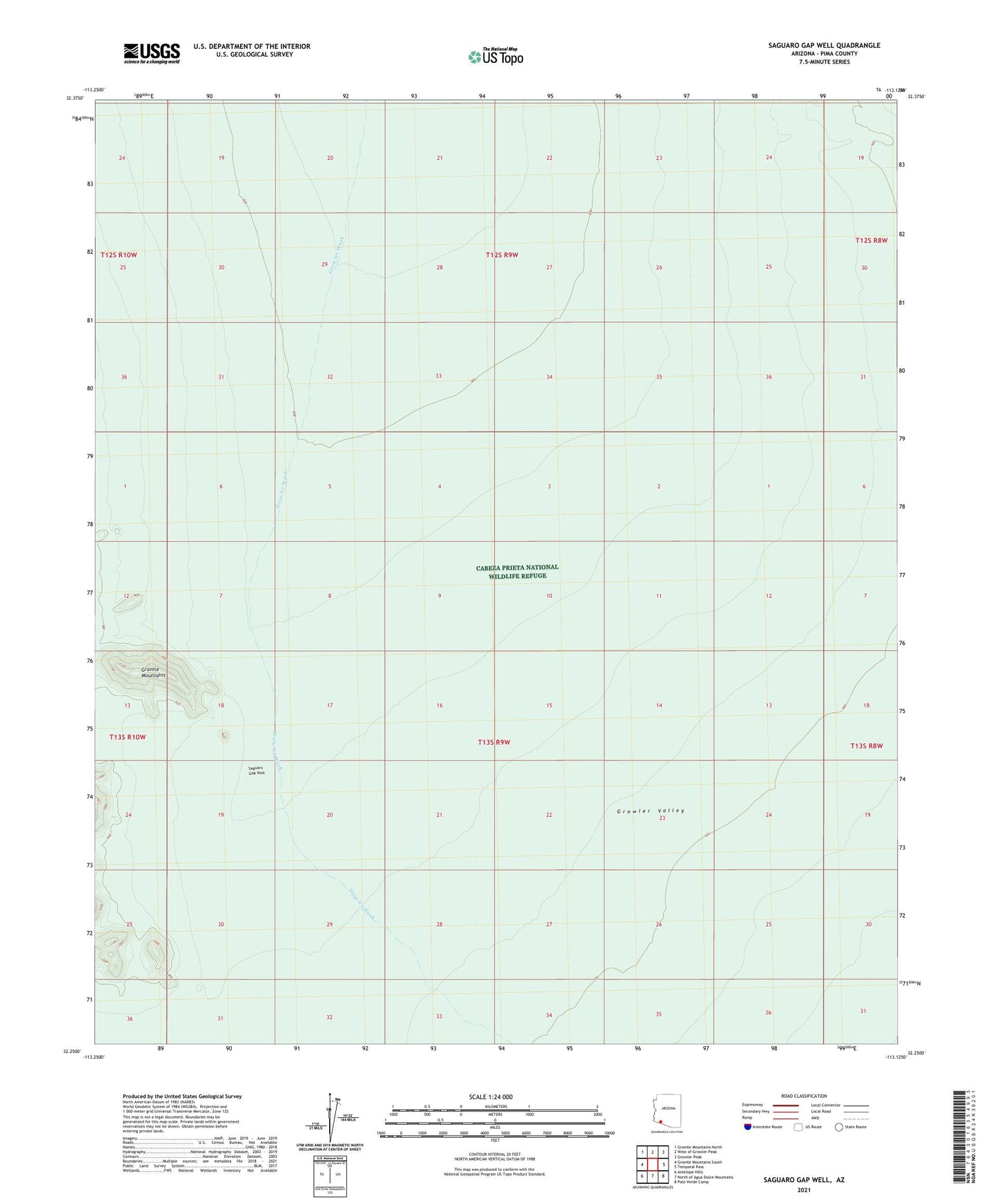 Saguaro Gap Well Arizona US Topo Map Image
