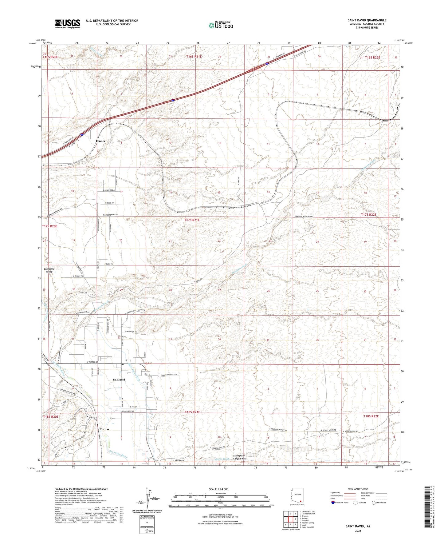 Saint David Arizona US Topo Map Image
