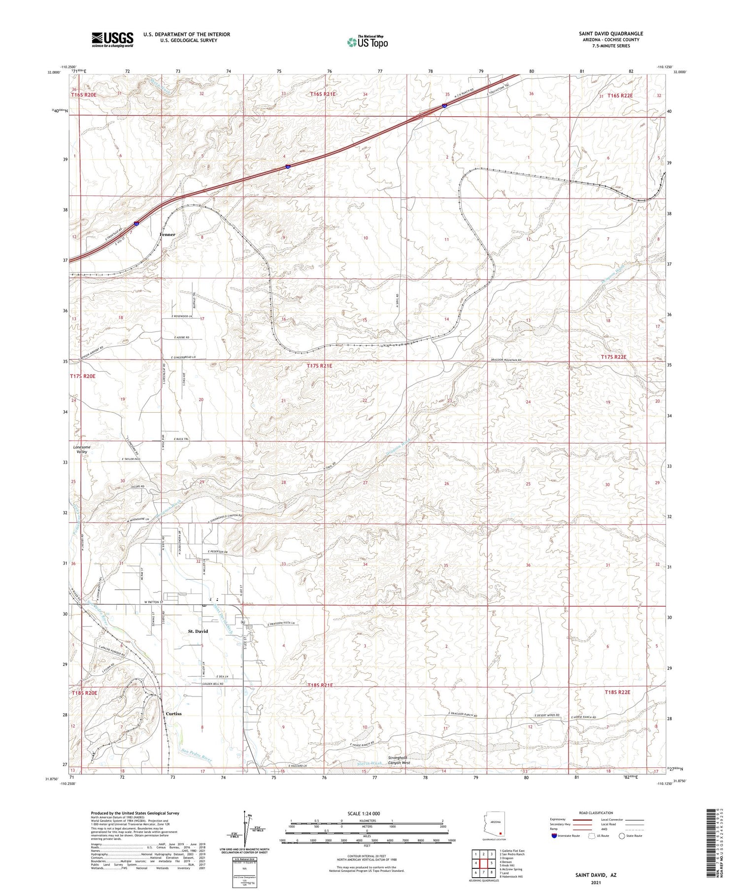 Saint David Arizona US Topo Map Image