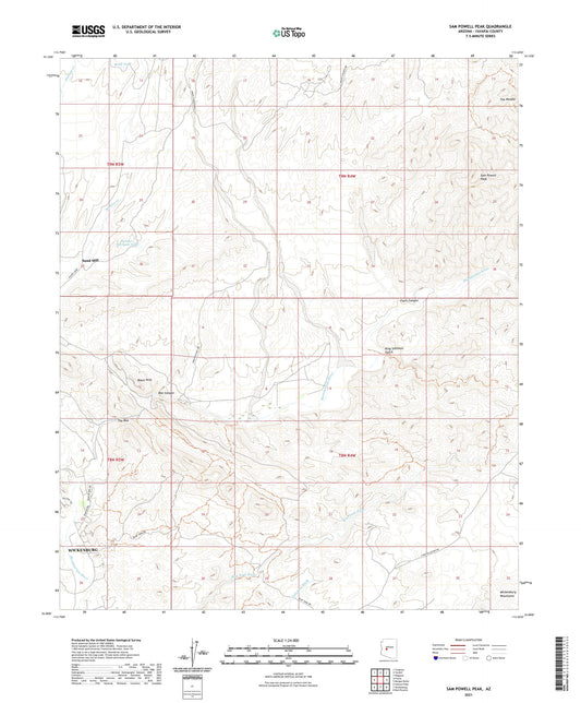Sam Powell Peak Arizona US Topo Map Image