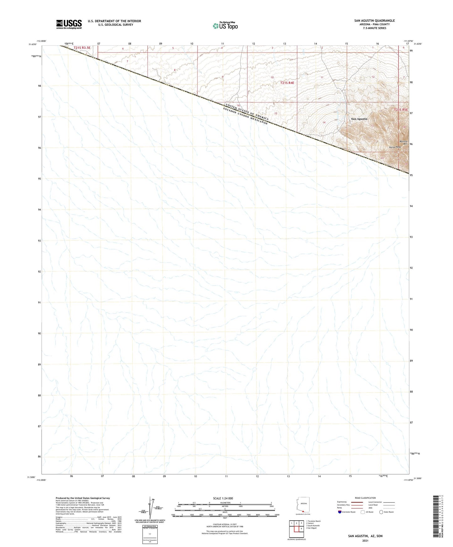 San Agustin Arizona US Topo Map Image