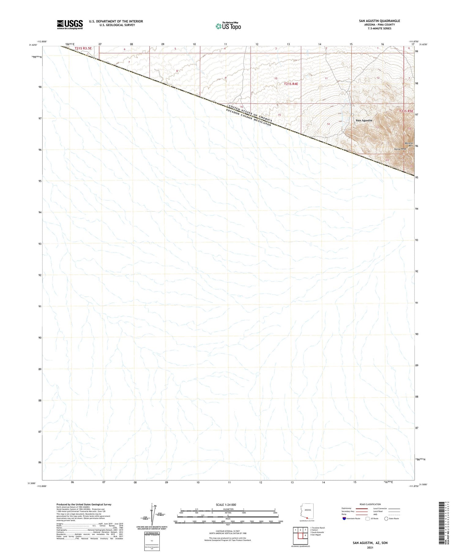 San Agustin Arizona US Topo Map Image