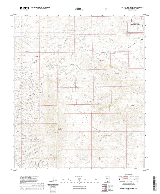 San Cayetano Mountains Arizona US Topo Map Image
