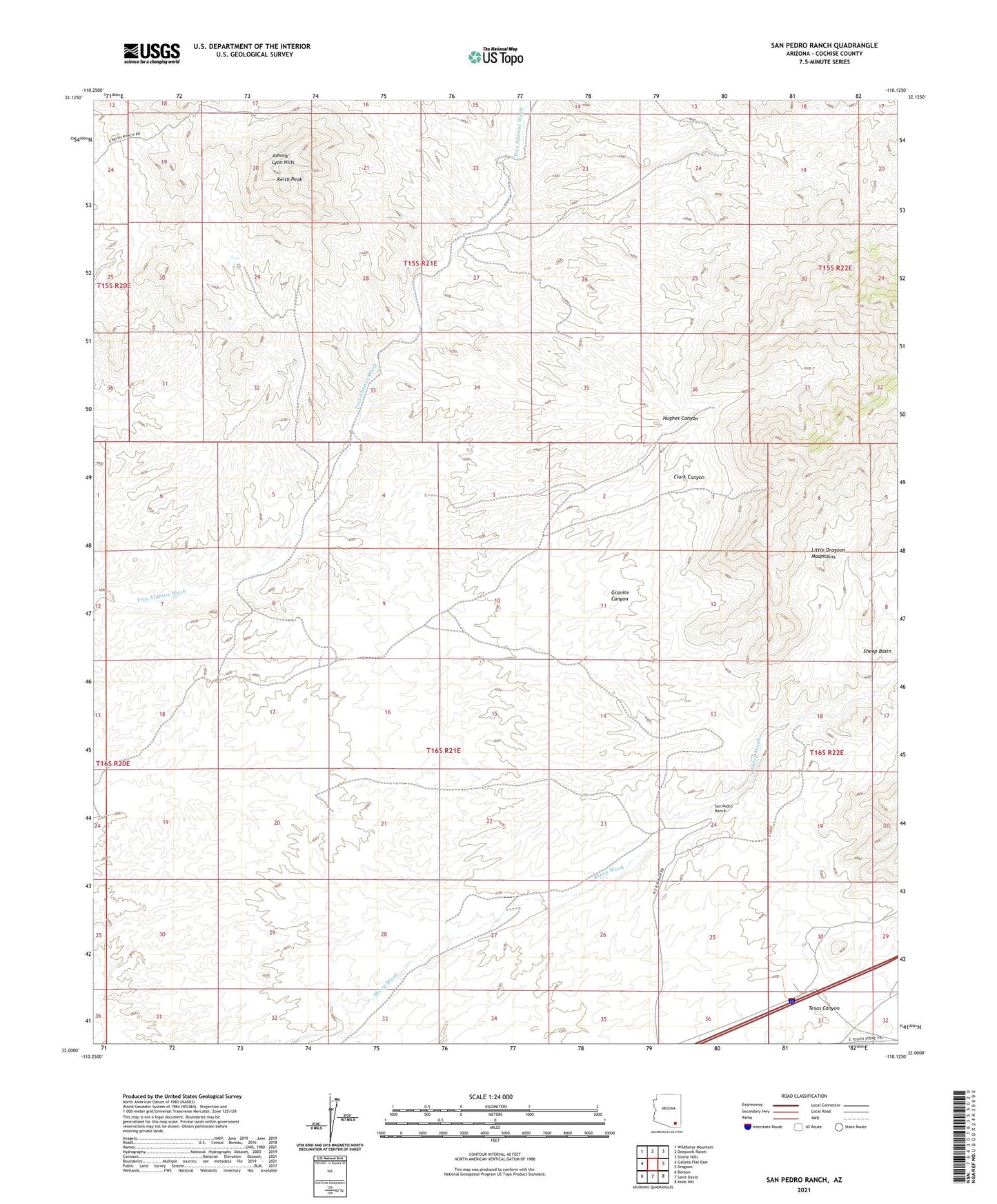 San Pedro Ranch Arizona US Topo Map Image