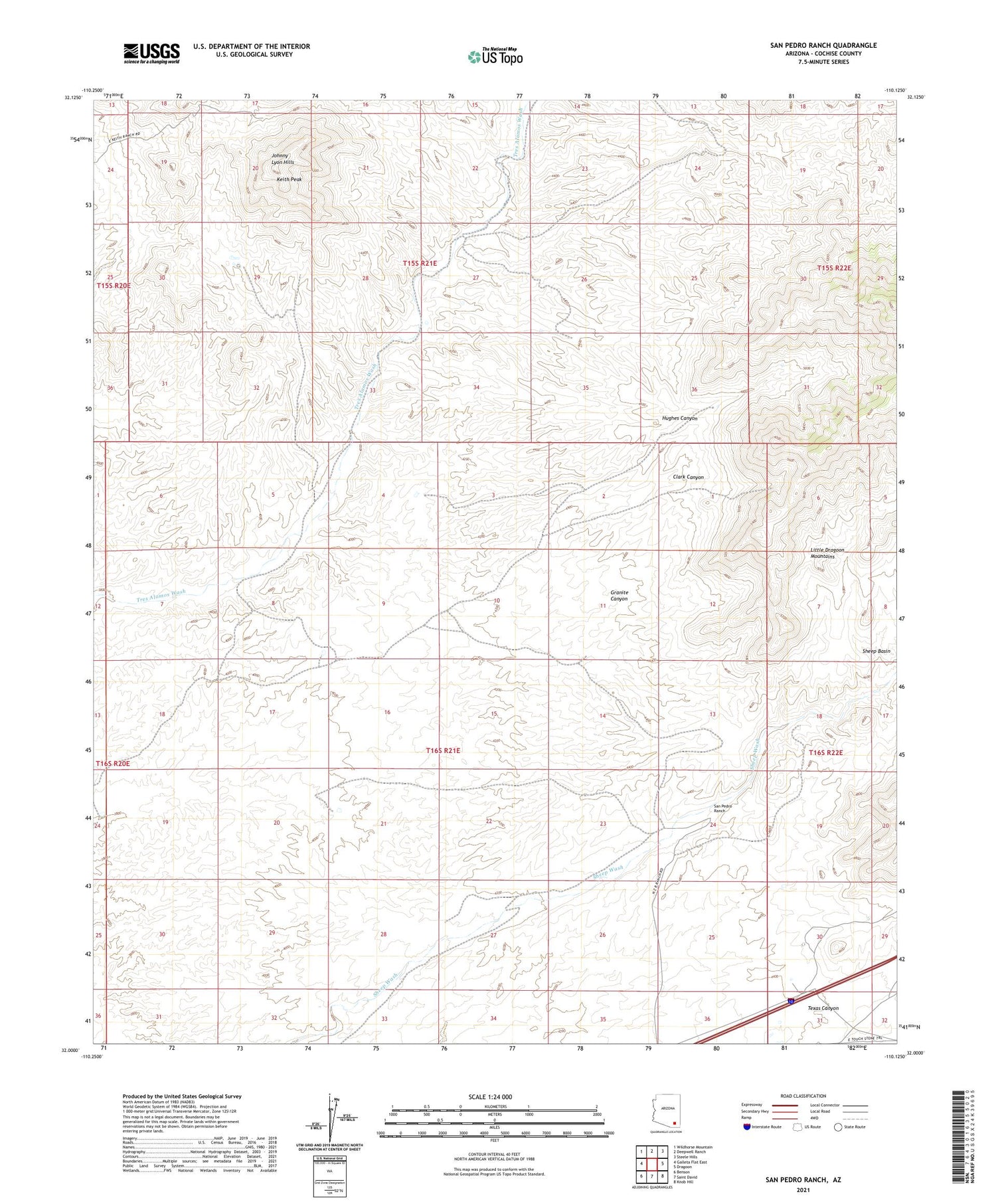 San Pedro Ranch Arizona US Topo Map Image