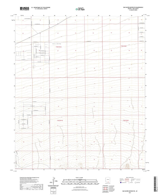San Xavier Mission SW Arizona US Topo Map Image