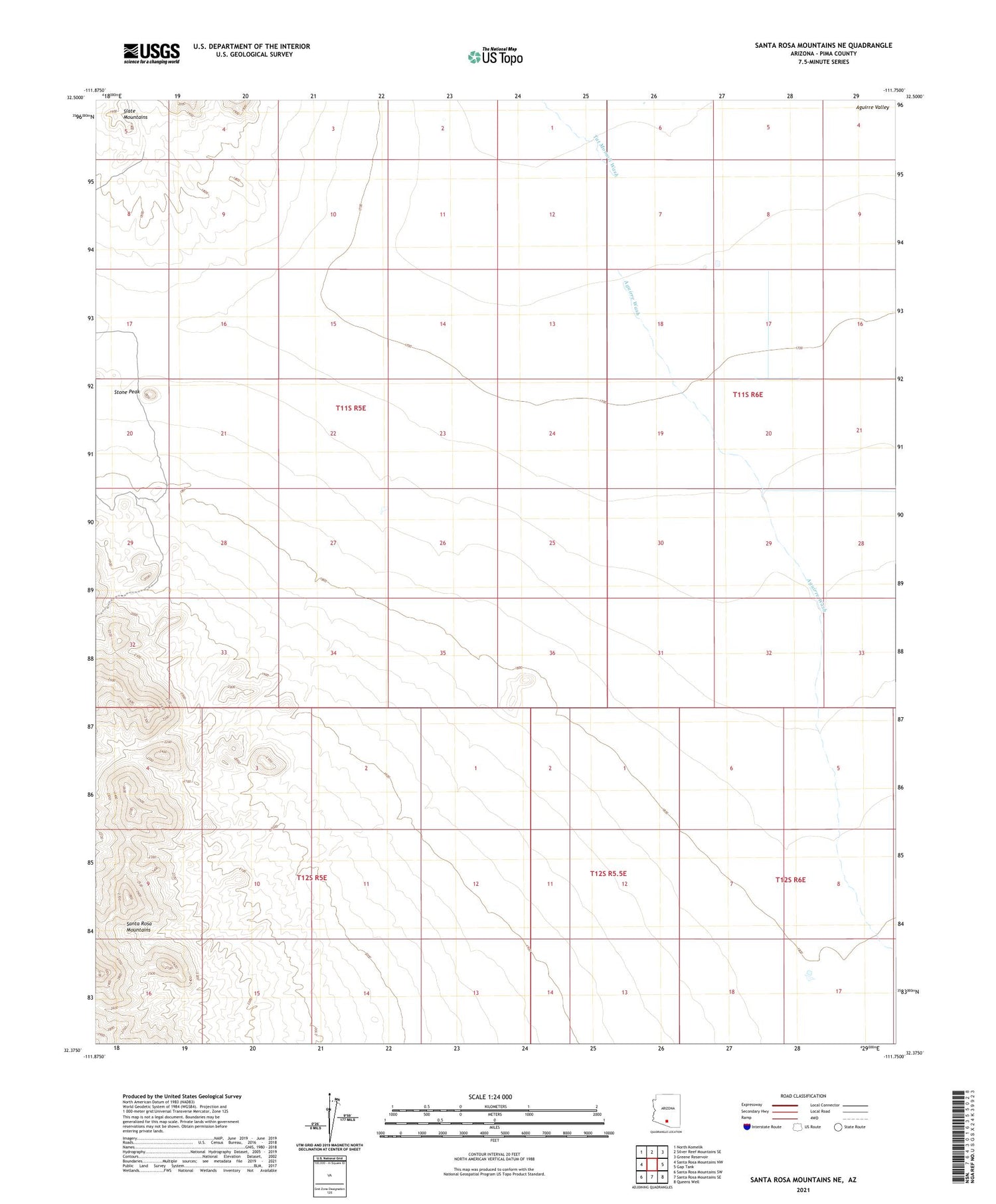 Santa Rosa Mountains NE Arizona US Topo Map Image