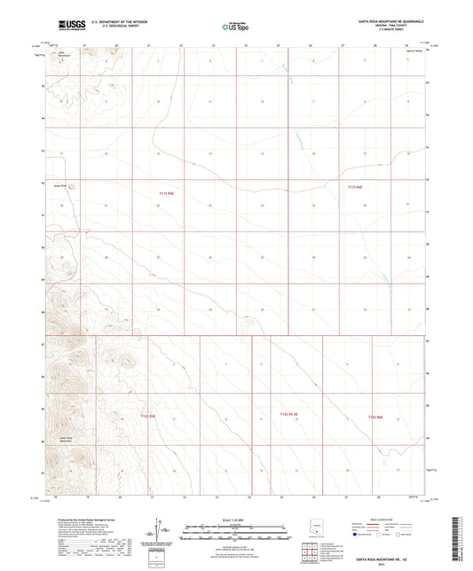 Santa Rosa Mountains NE Arizona US Topo Map Image
