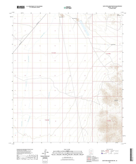 Santa Rosa Mountains NW Arizona US Topo Map Image