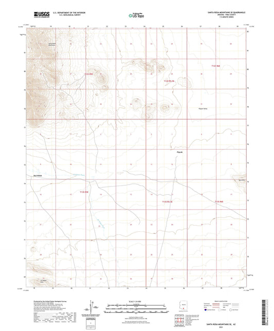Santa Rosa Mountains SE Arizona US Topo Map Image