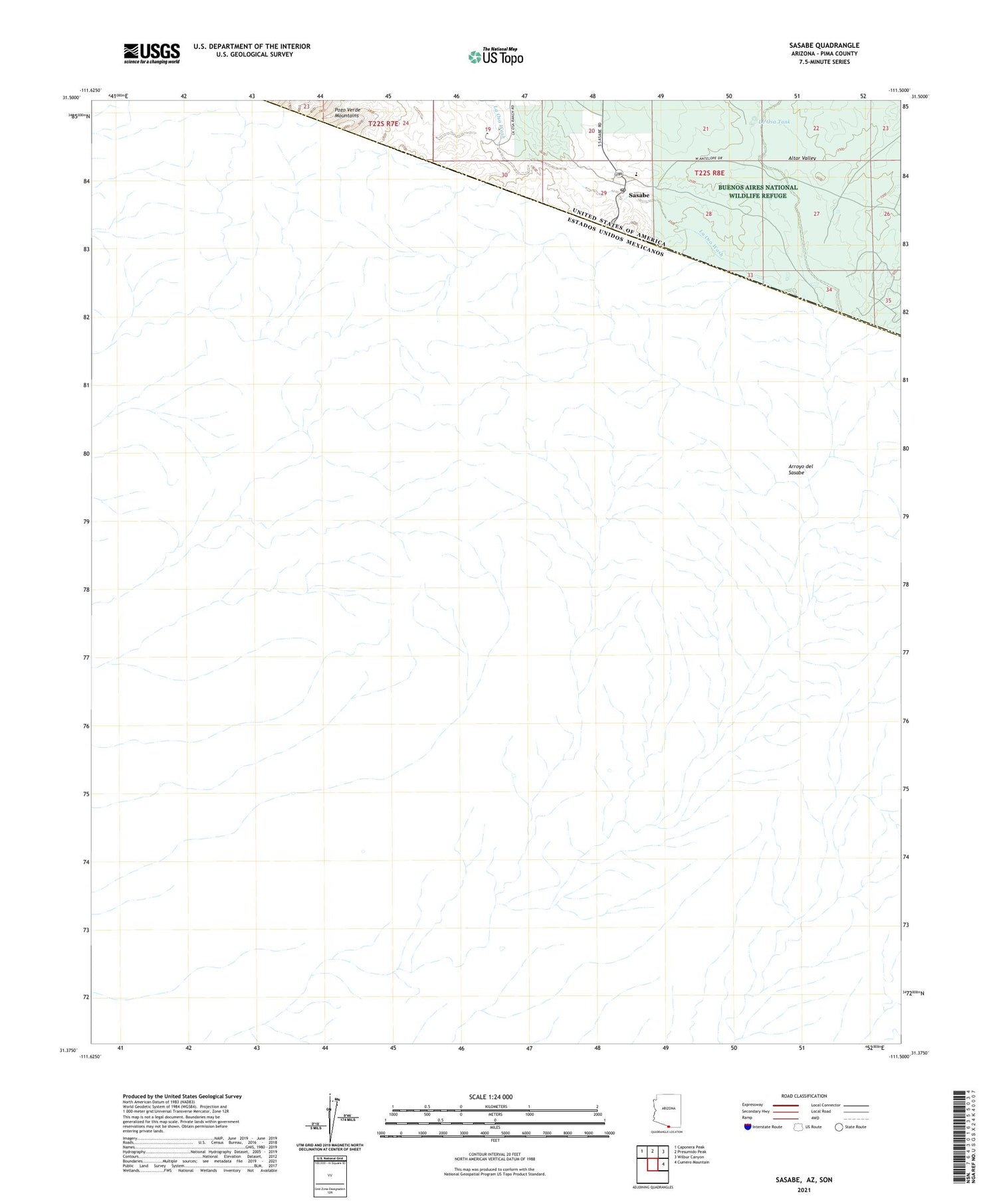 Sasabe Arizona US Topo Map Image