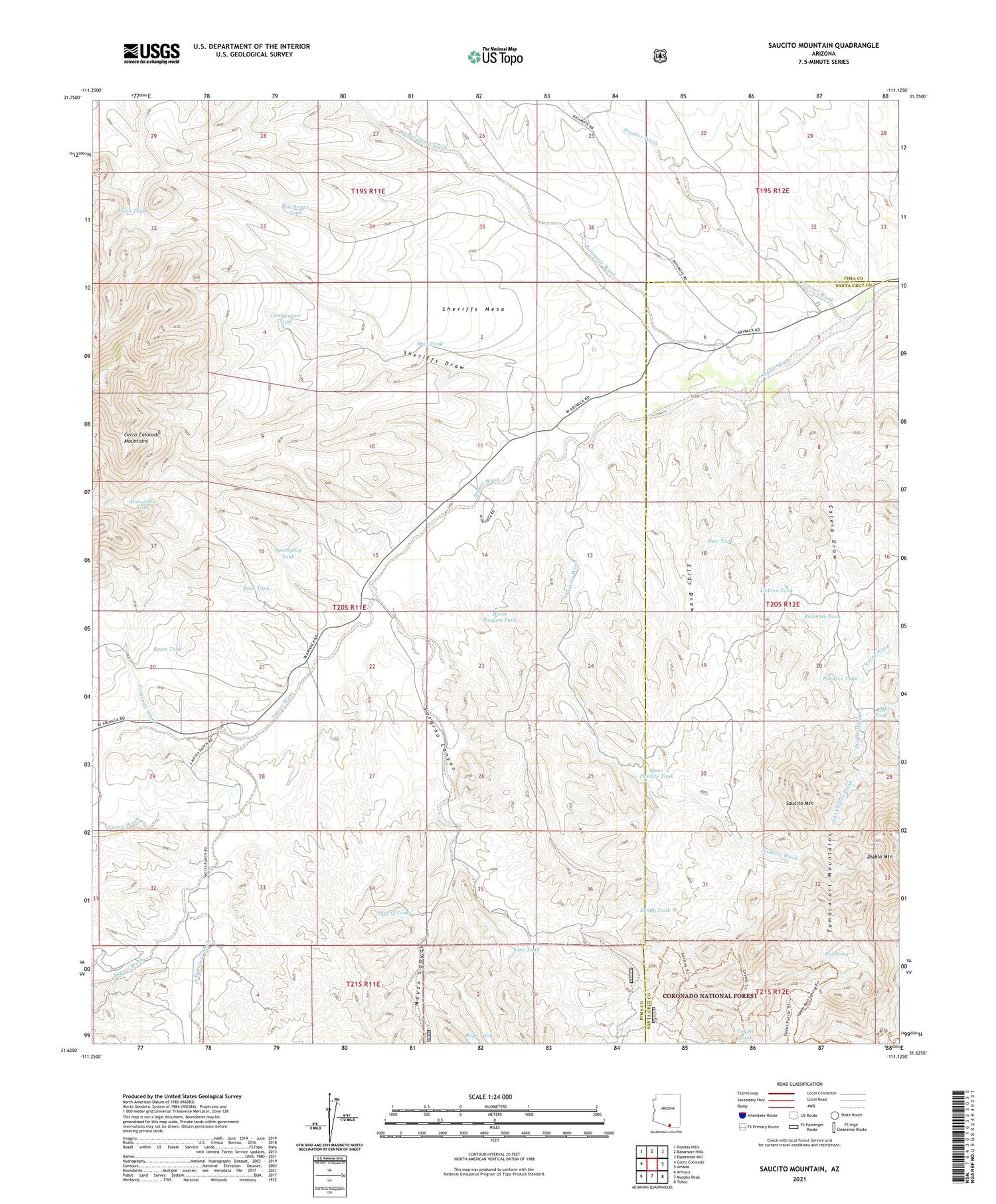 Saucito Mountain Arizona US Topo Map Image