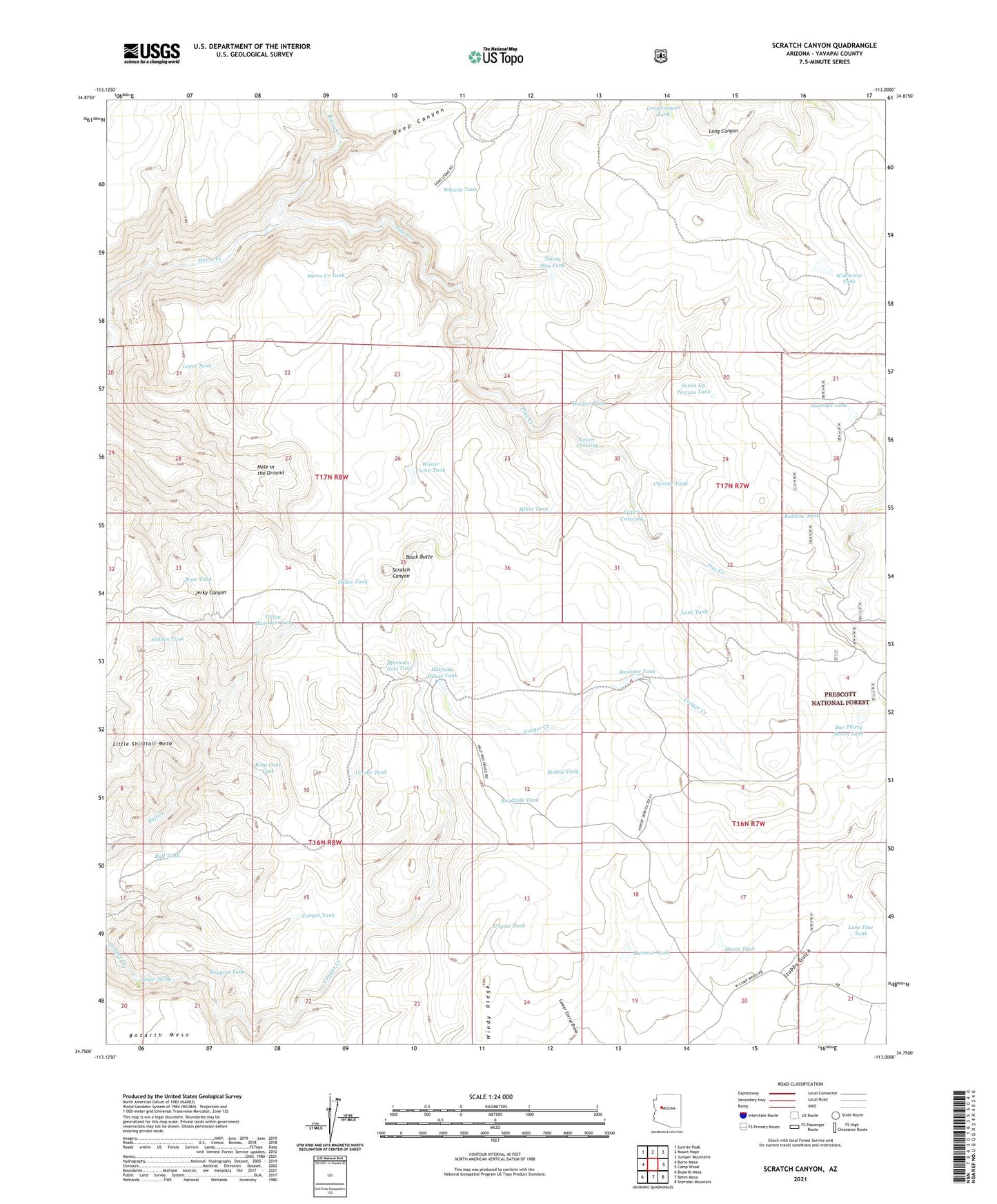 Scratch Canyon Arizona US Topo Map Image