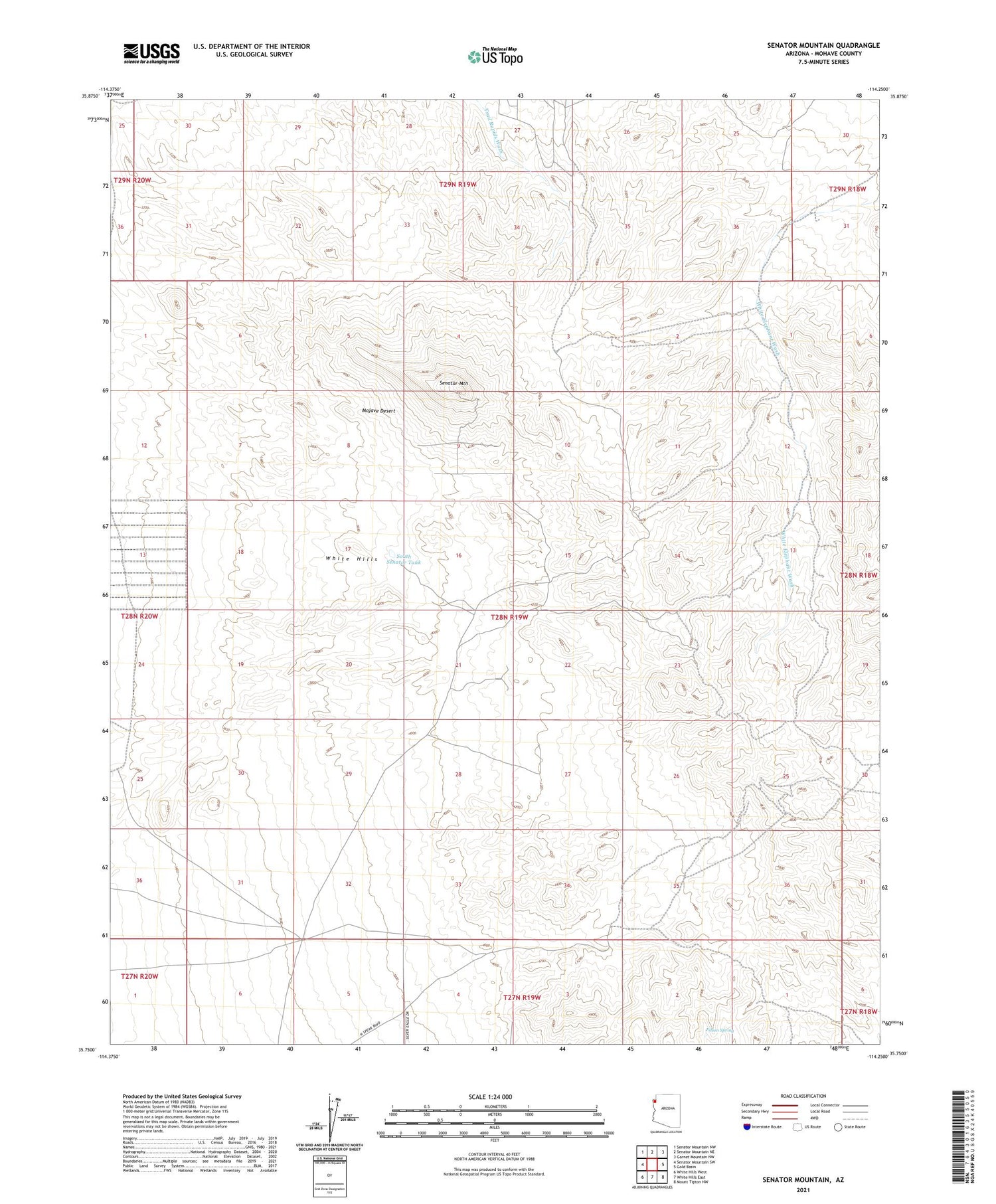 Senator Mountain Arizona US Topo Map Image