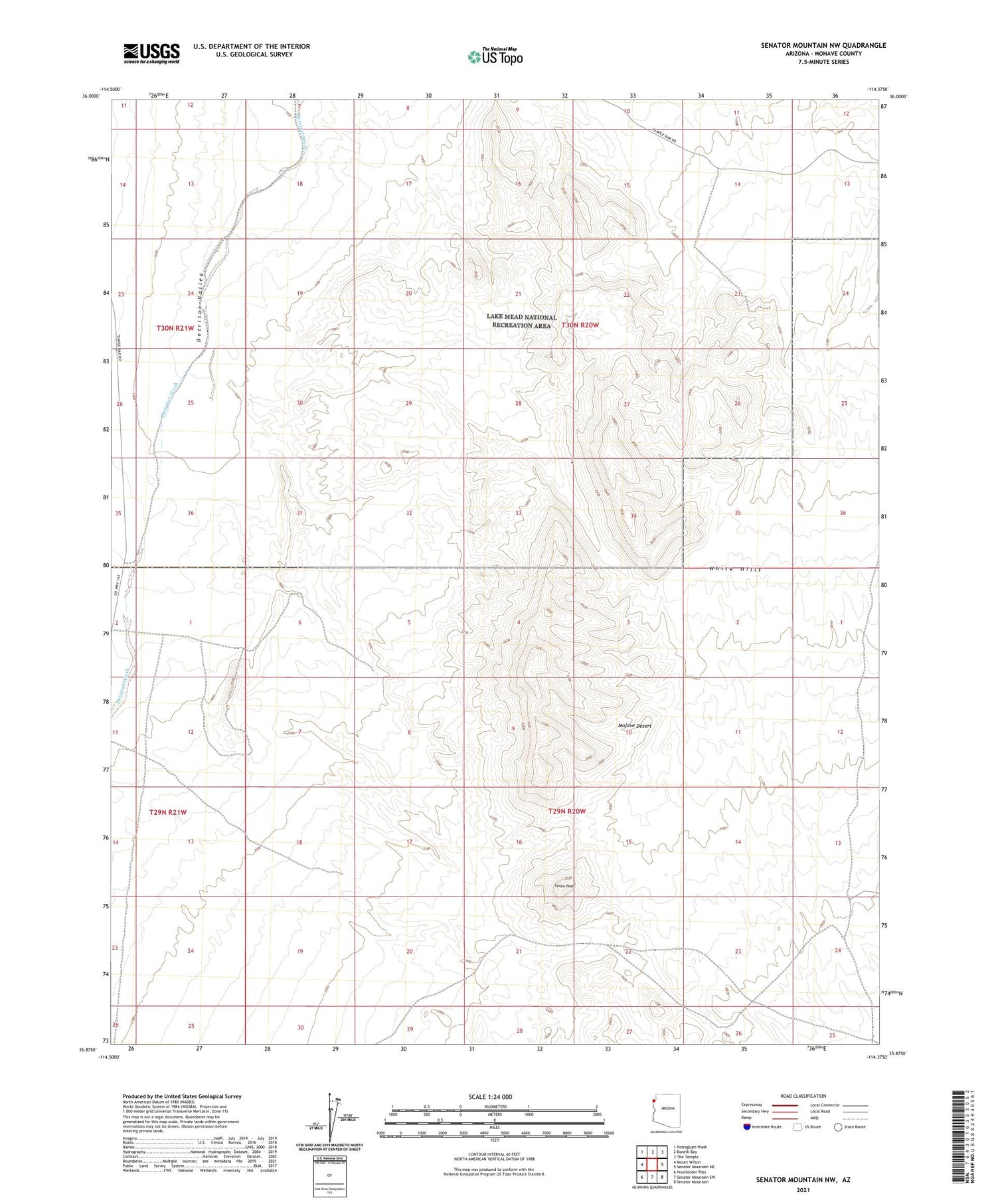 Senator Mountain NW Arizona US Topo Map Image