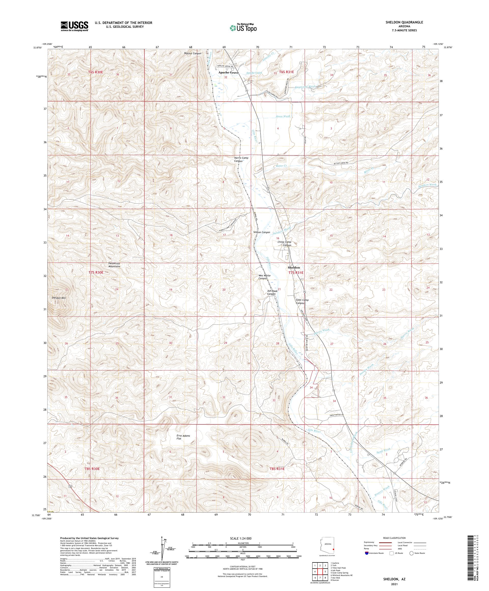 Sheldon Arizona US Topo Map – MyTopo Map Store